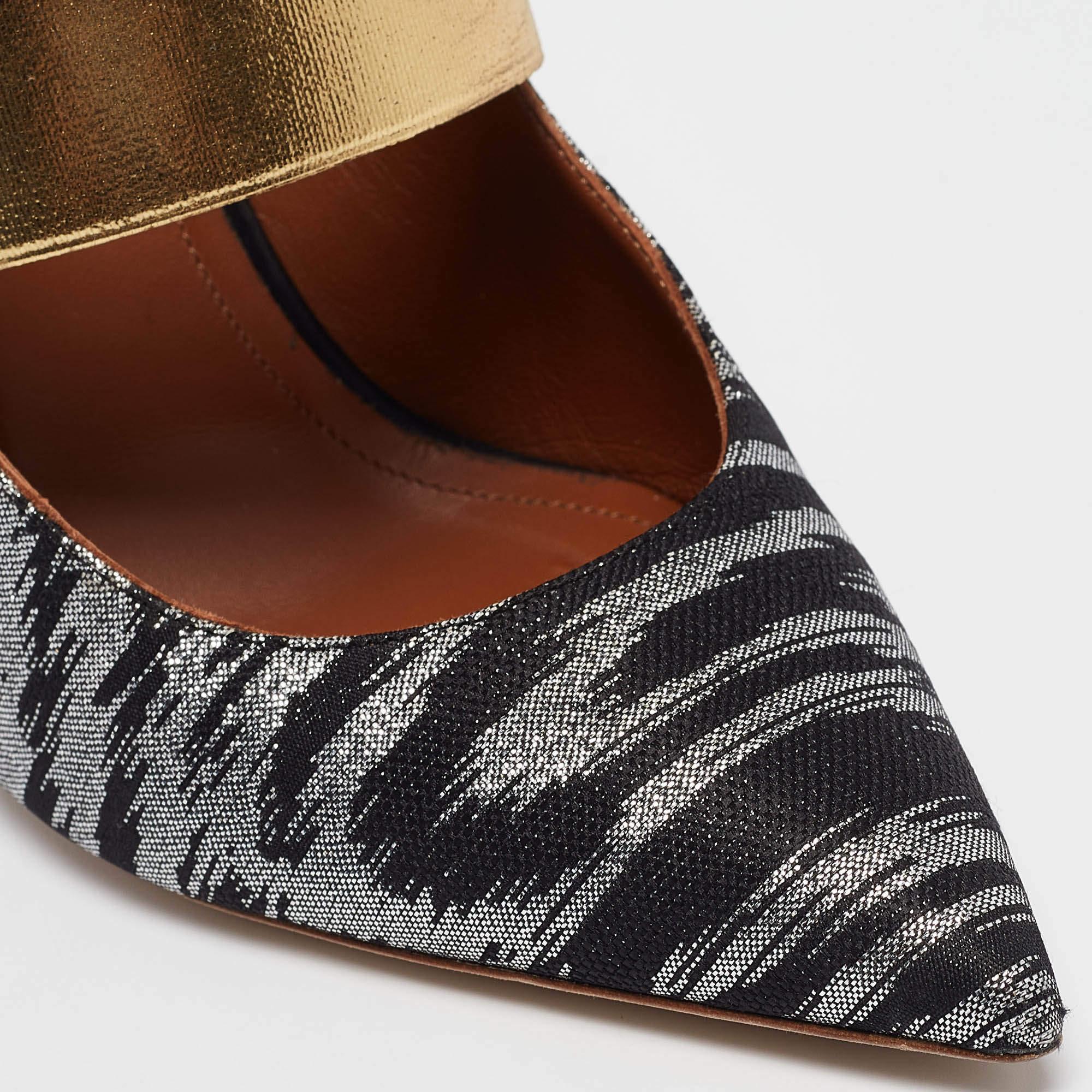 Malone Souliers Black/Gold Lurex Fabric Maureen Mules Size 40 For Sale 4