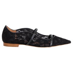 MALONE SOULIERS black lace MAUREEN Ballet Flats Shoes 38.5