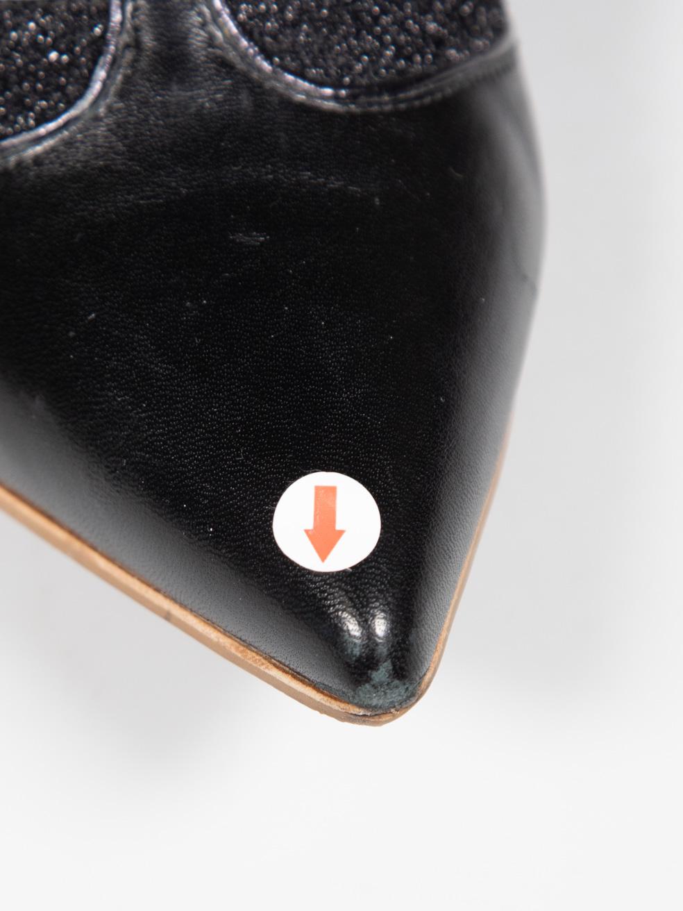 Malone Souliers Bottes noires à paillettes en cuir et daim Taille IT 40,5 en vente 2