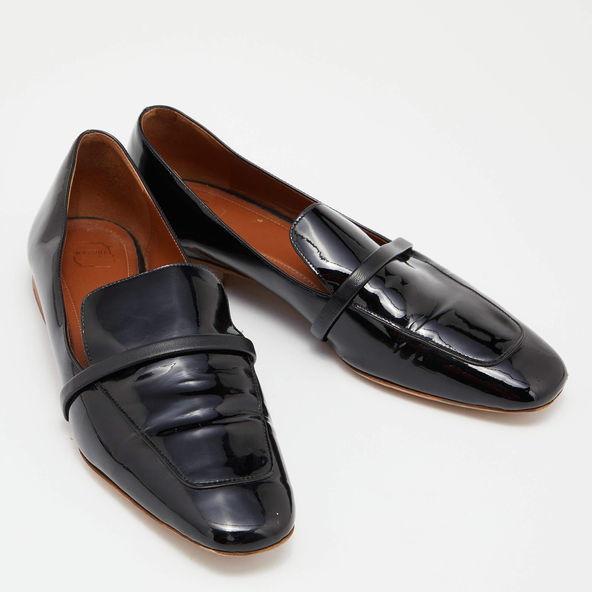 Malone Souliers Chaussons de smoking en cuir verni noir Taille 38 Bon état - En vente à Dubai, Al Qouz 2