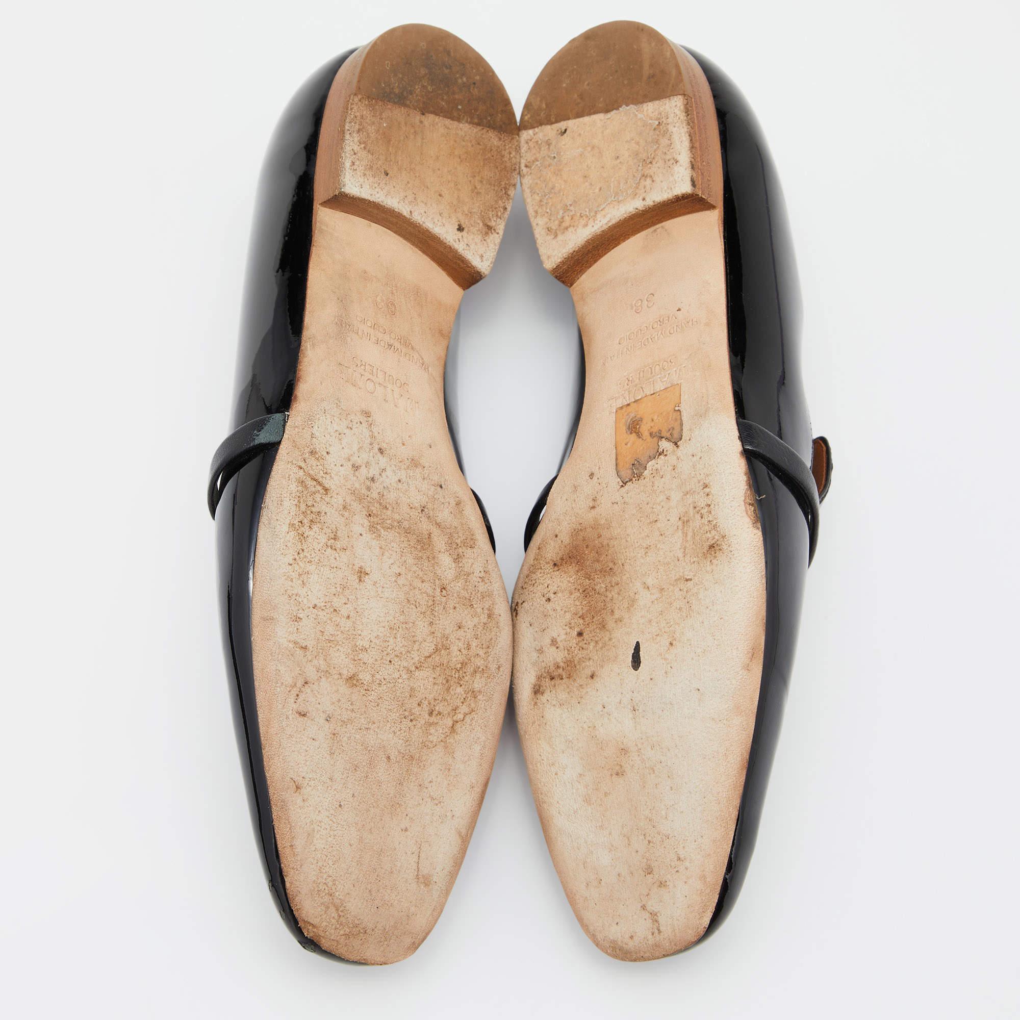 Malone Souliers Chaussons de smoking en cuir verni noir Taille 38 en vente 1