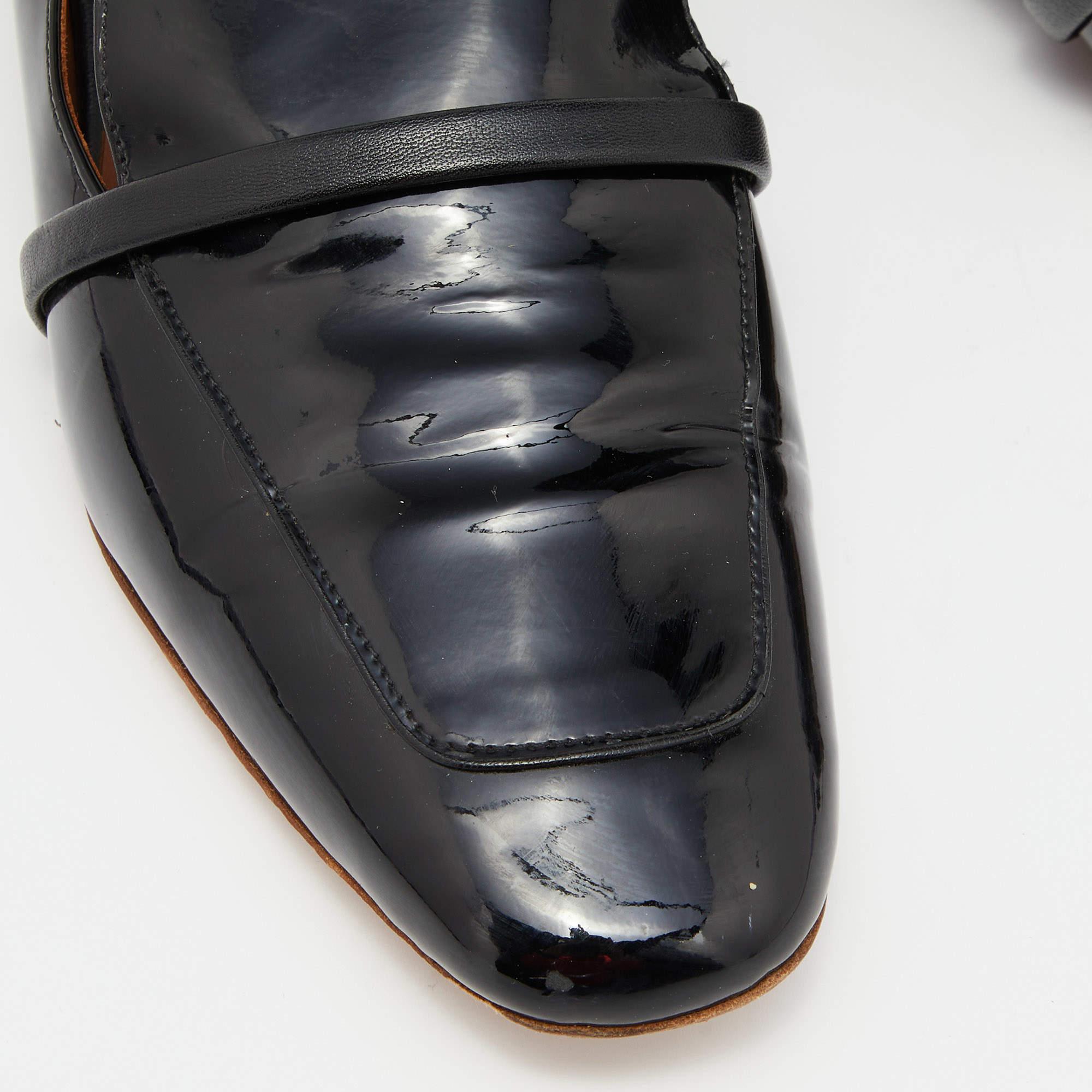 Malone Souliers Chaussons de smoking en cuir verni noir Taille 38 en vente 2