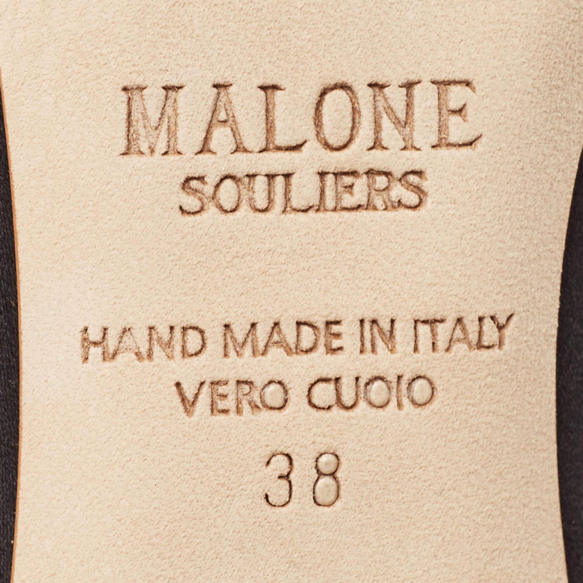 Malone Souliers Black Satin Leather Maureen Mules Size 38 3