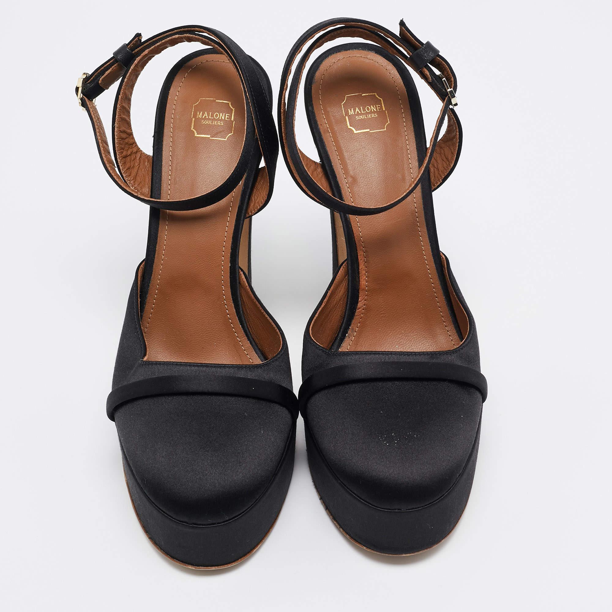 Noir Malone Souliers Escarpins Mora en satin noir Taille 40 en vente