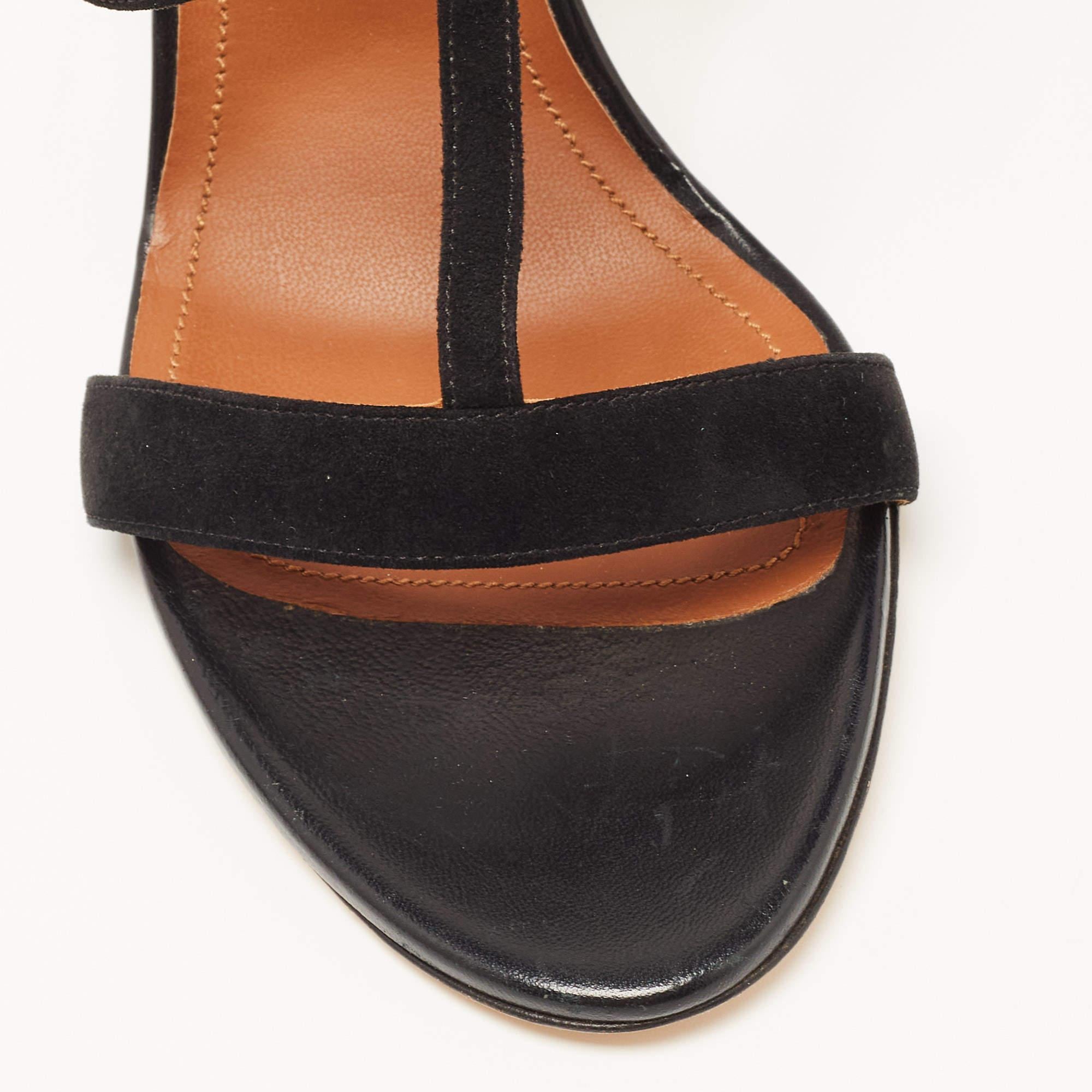Malone Souliers Black Suede Floral Embellished Ankle Strap Sandals Size 41 3