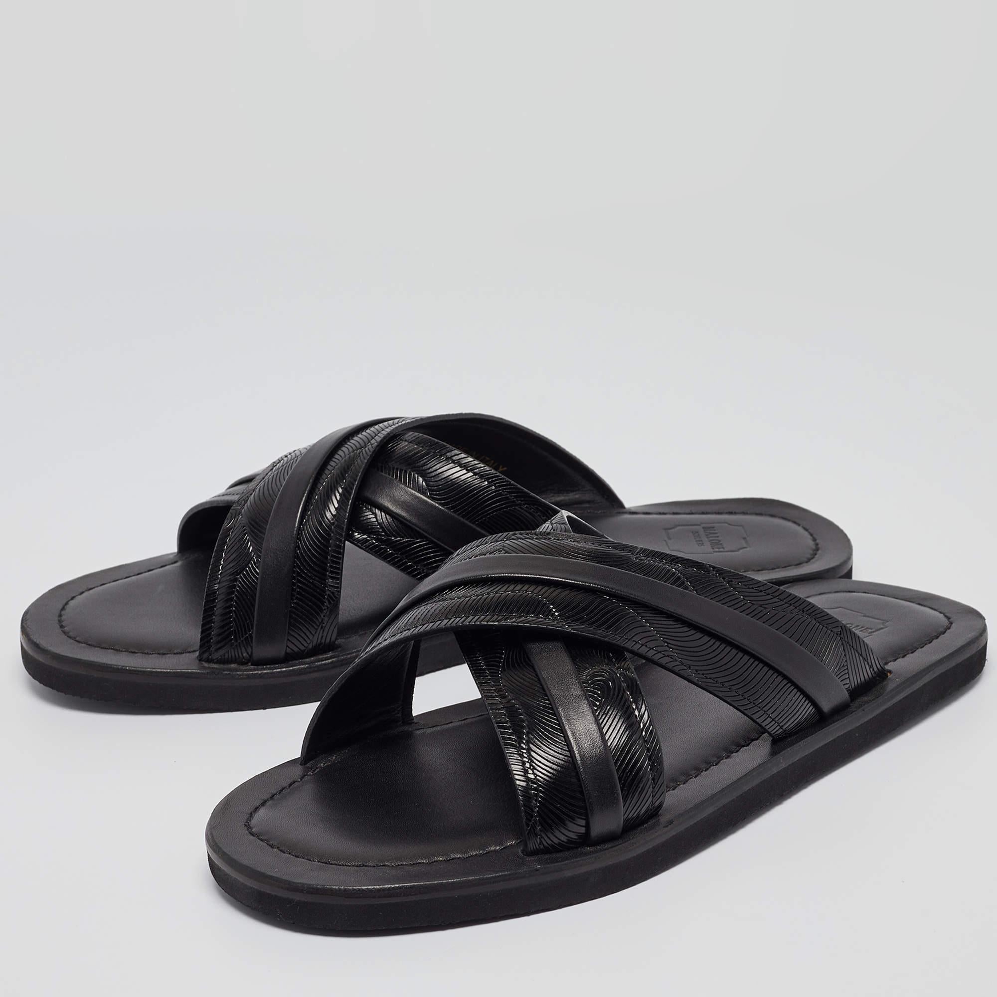 Malone Souliers Slides en cuir texturé noir Taille 43 en vente 3