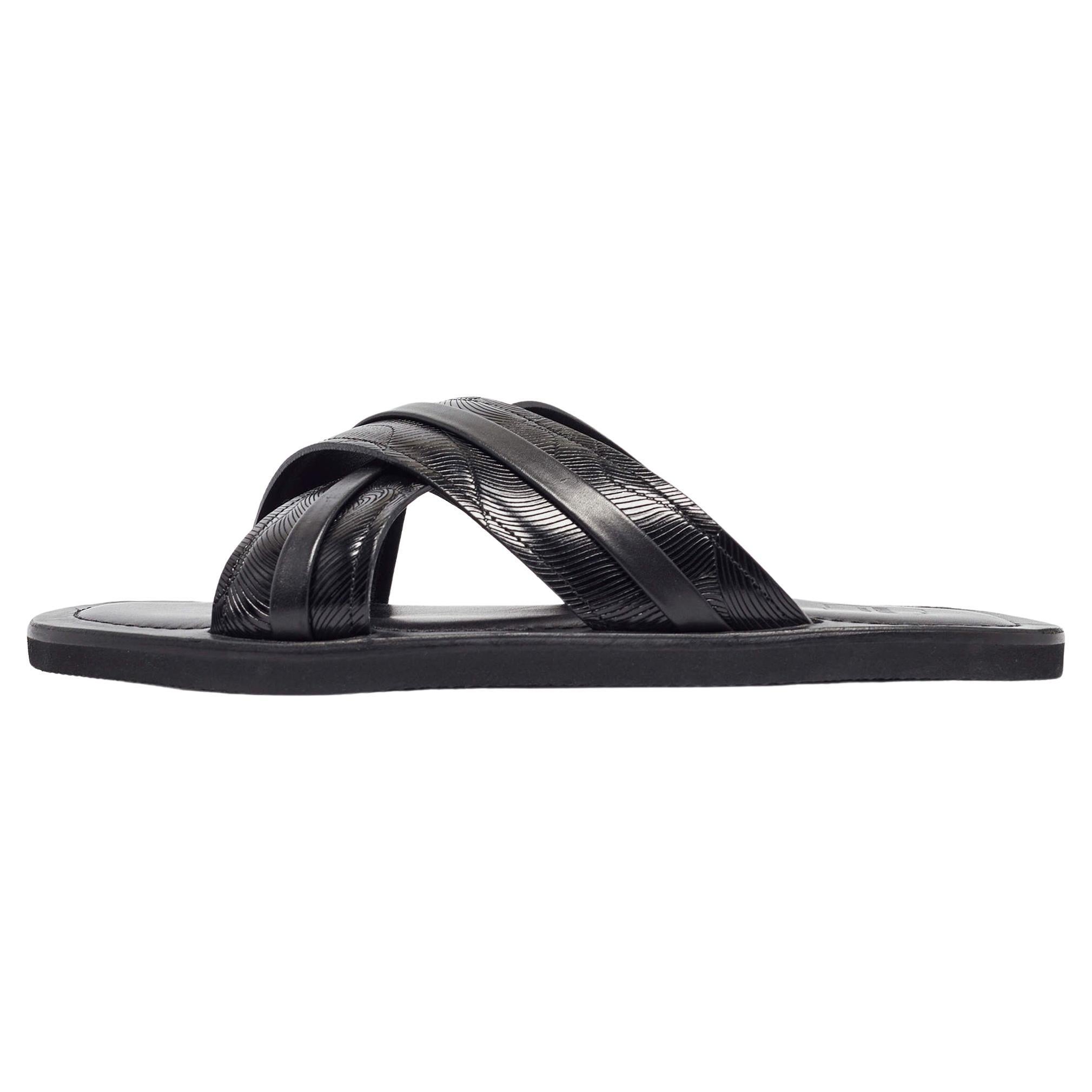Malone Souliers Slides en cuir texturé noir Taille 43