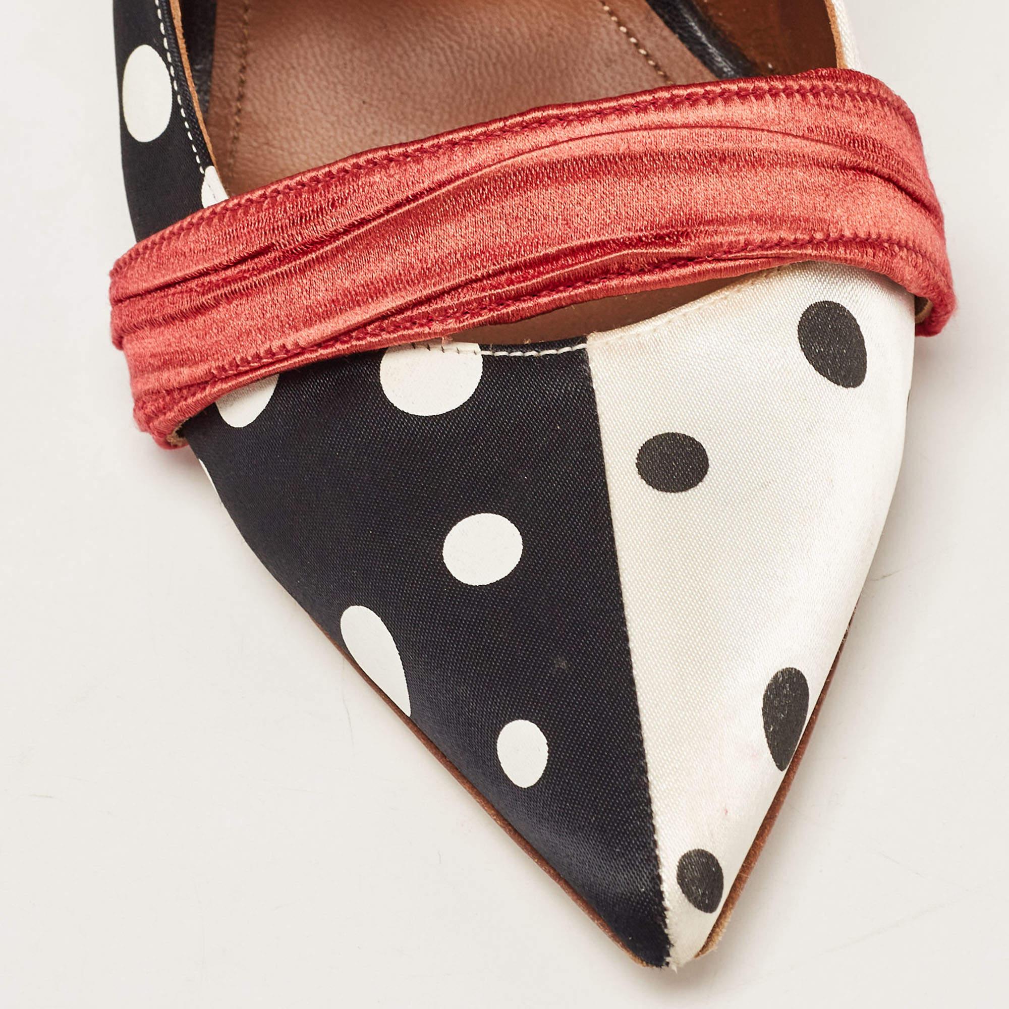 Malone Souliers Black/White Polka Dot Satin Maureen Mules Size 41 3