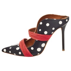 Malone Souliers Black/White Polka Dot Satin Maureen Mules Size 41