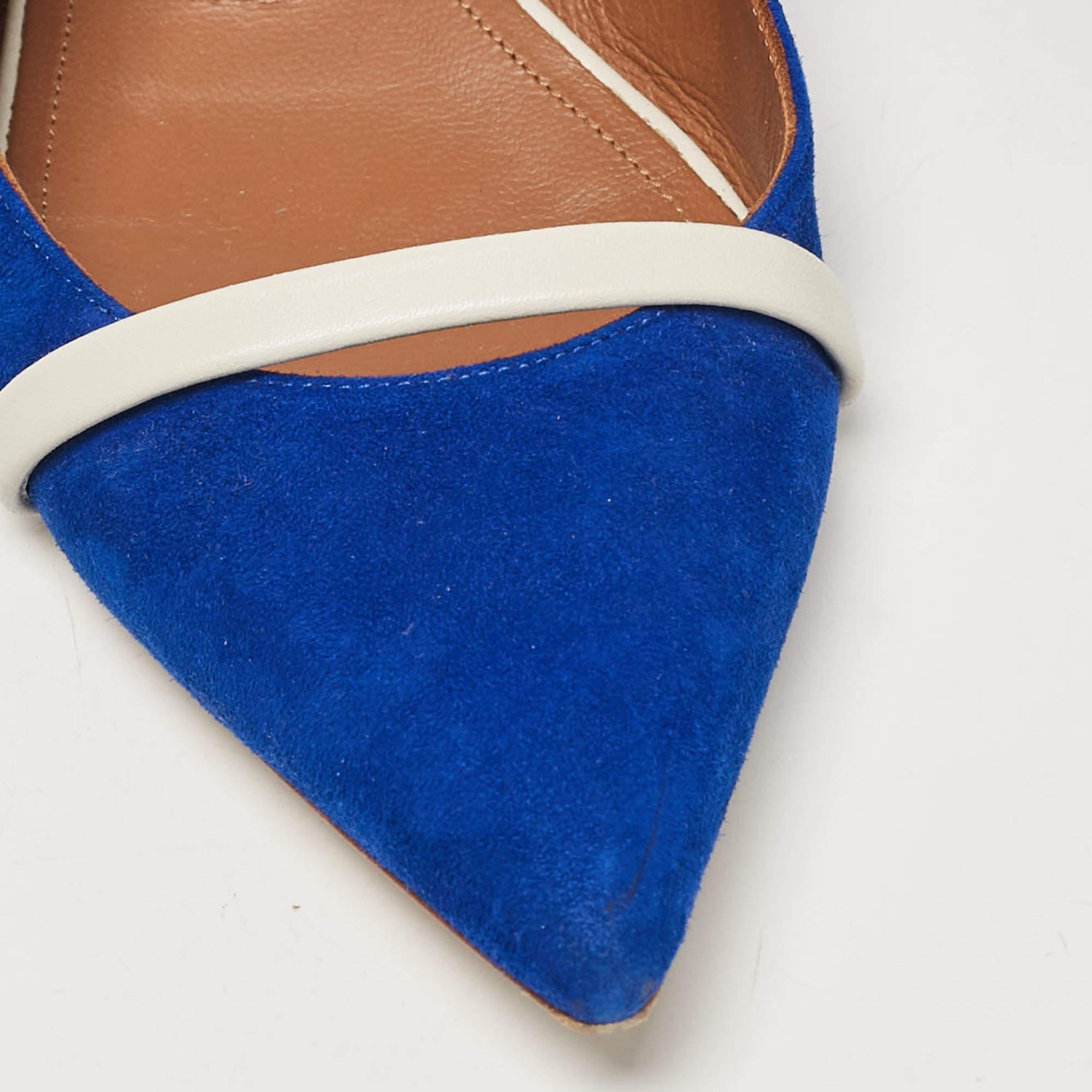 Malone Souliers Blue Leather and Suede Maureen Flats Size 36 4