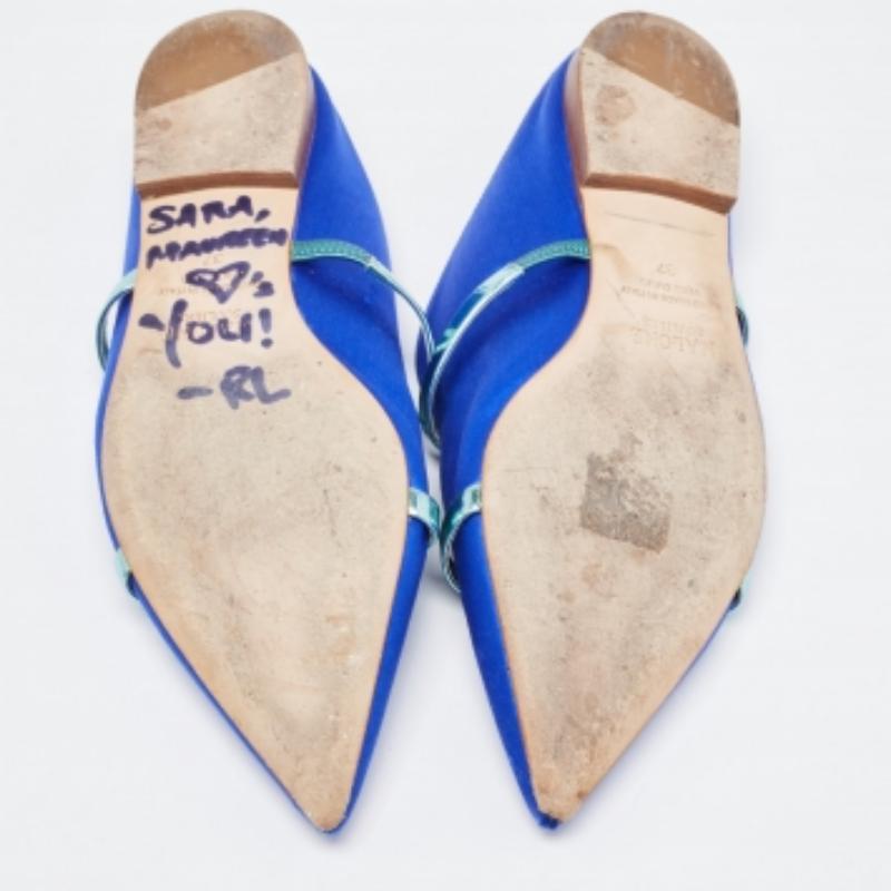 Malone Souliers Bailarinas Maureen de raso y cuero azul/metálico Talla 37 Azul en venta