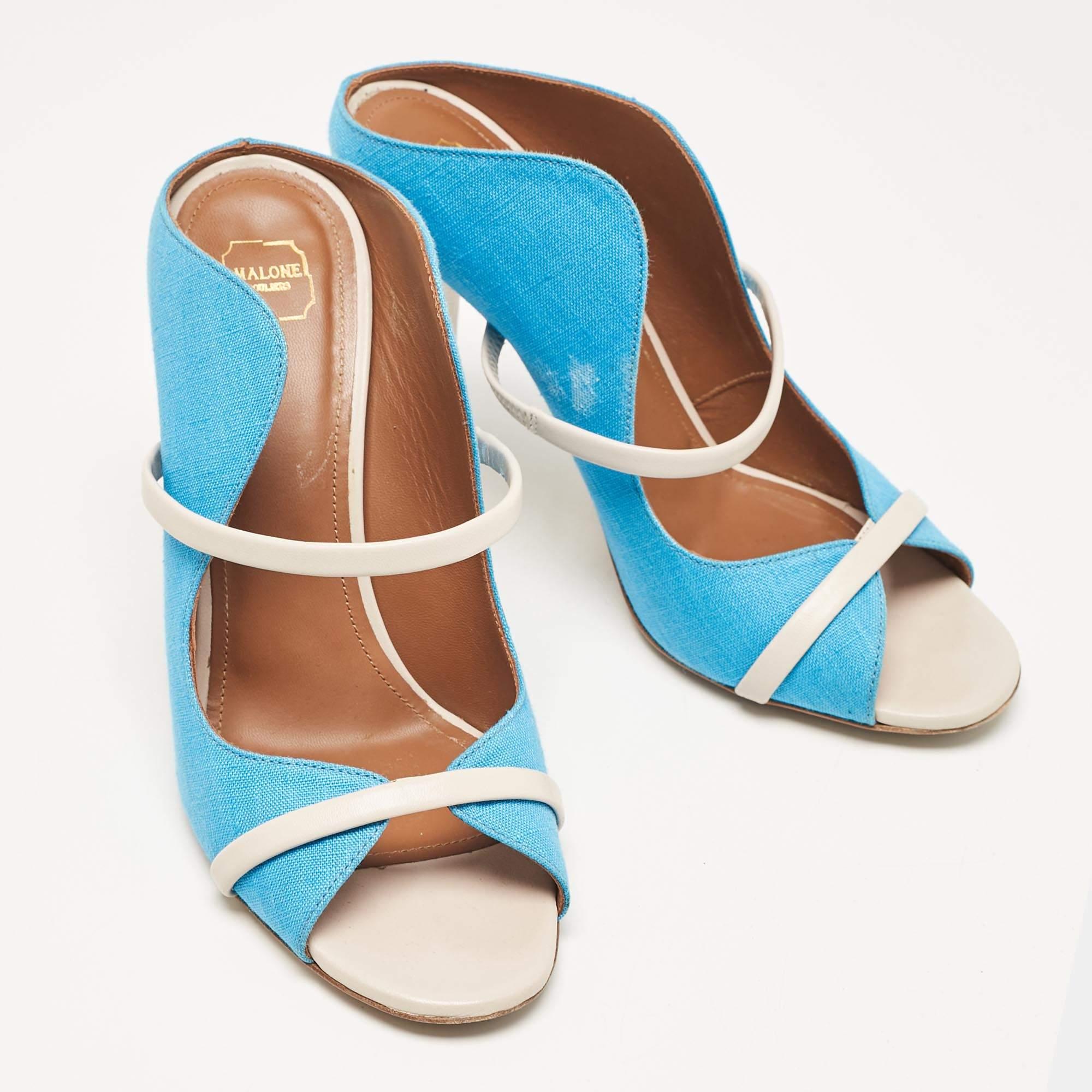 De las mujeres Malone Souliers Azul/Blanco Lona y Piel Norah Mules Talla 37.5 en venta