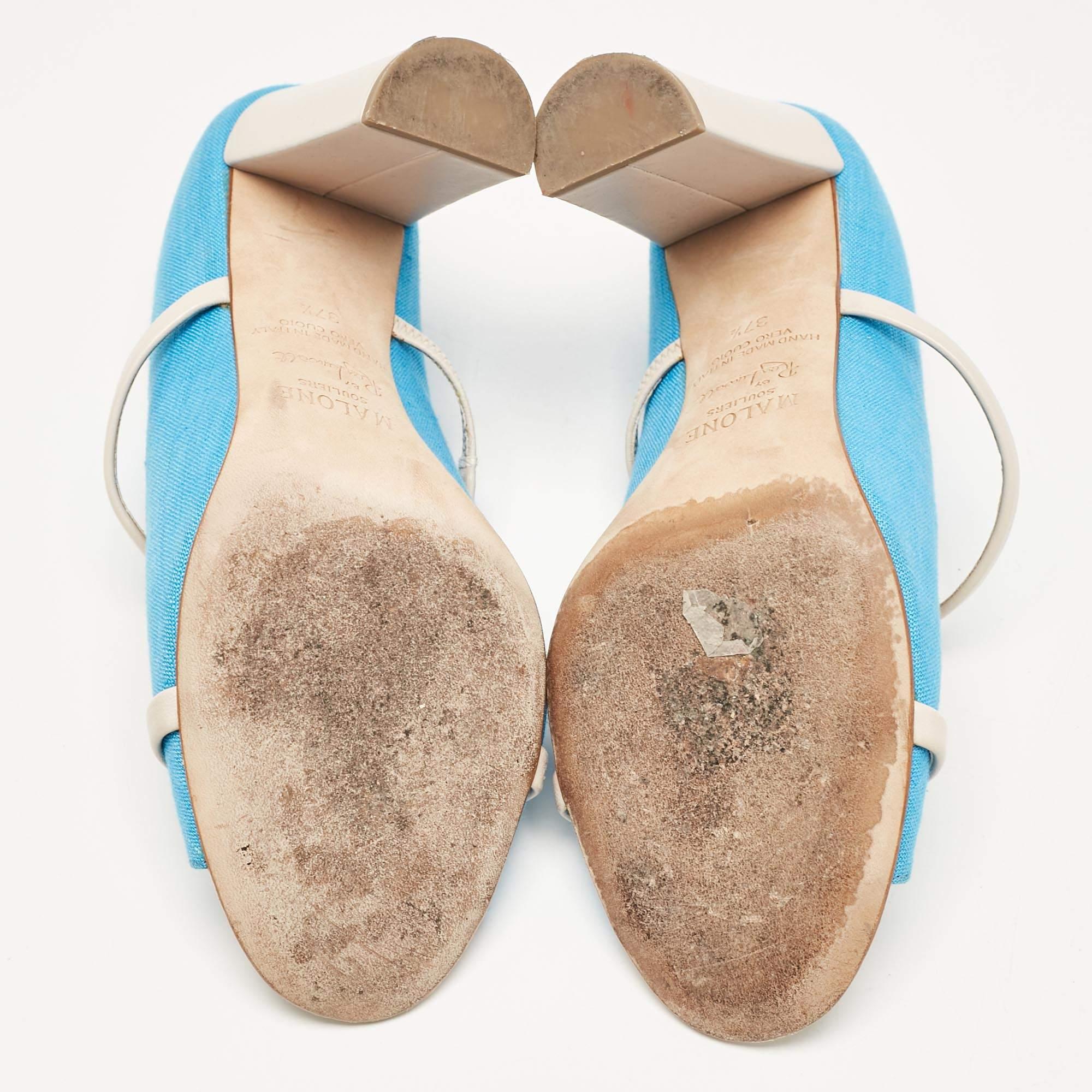 Malone Souliers Azul/Blanco Lona y Piel Norah Mules Talla 37.5 en venta 2