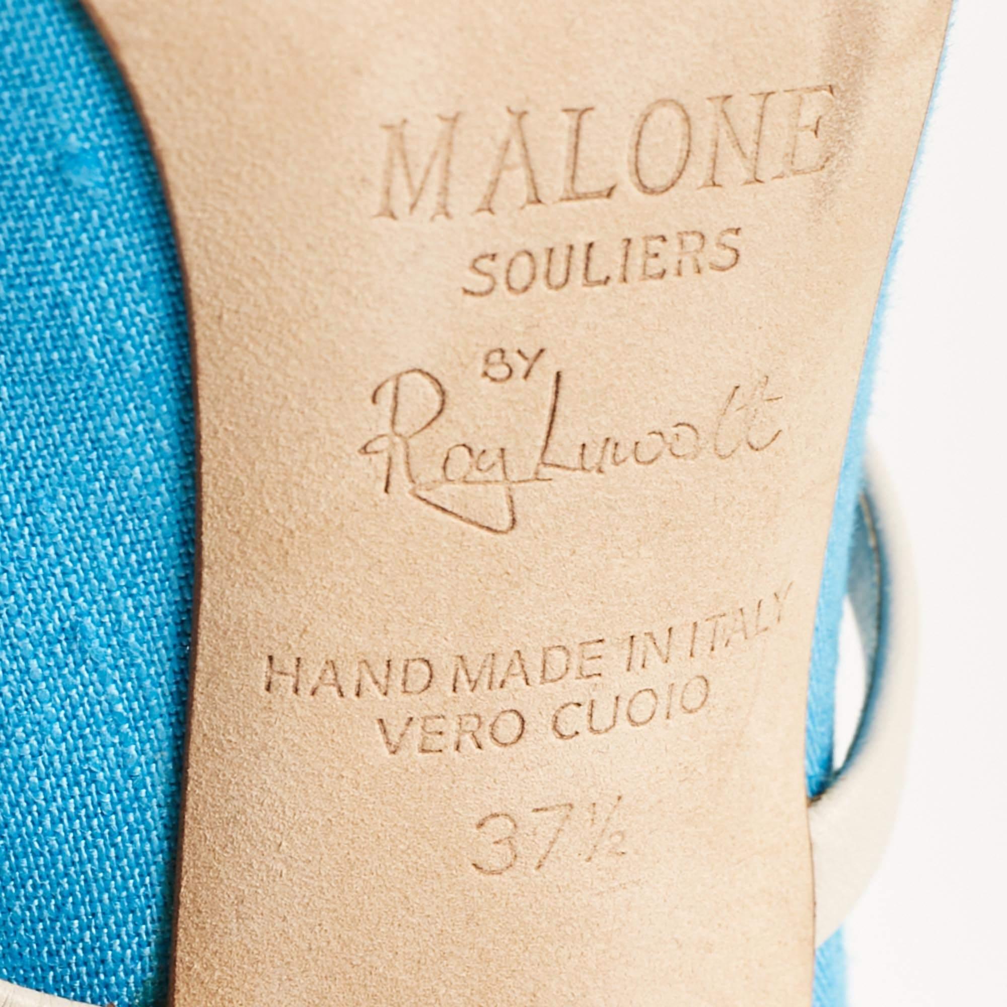 Malone Souliers Azul/Blanco Lona y Piel Norah Mules Talla 37.5 en venta 4