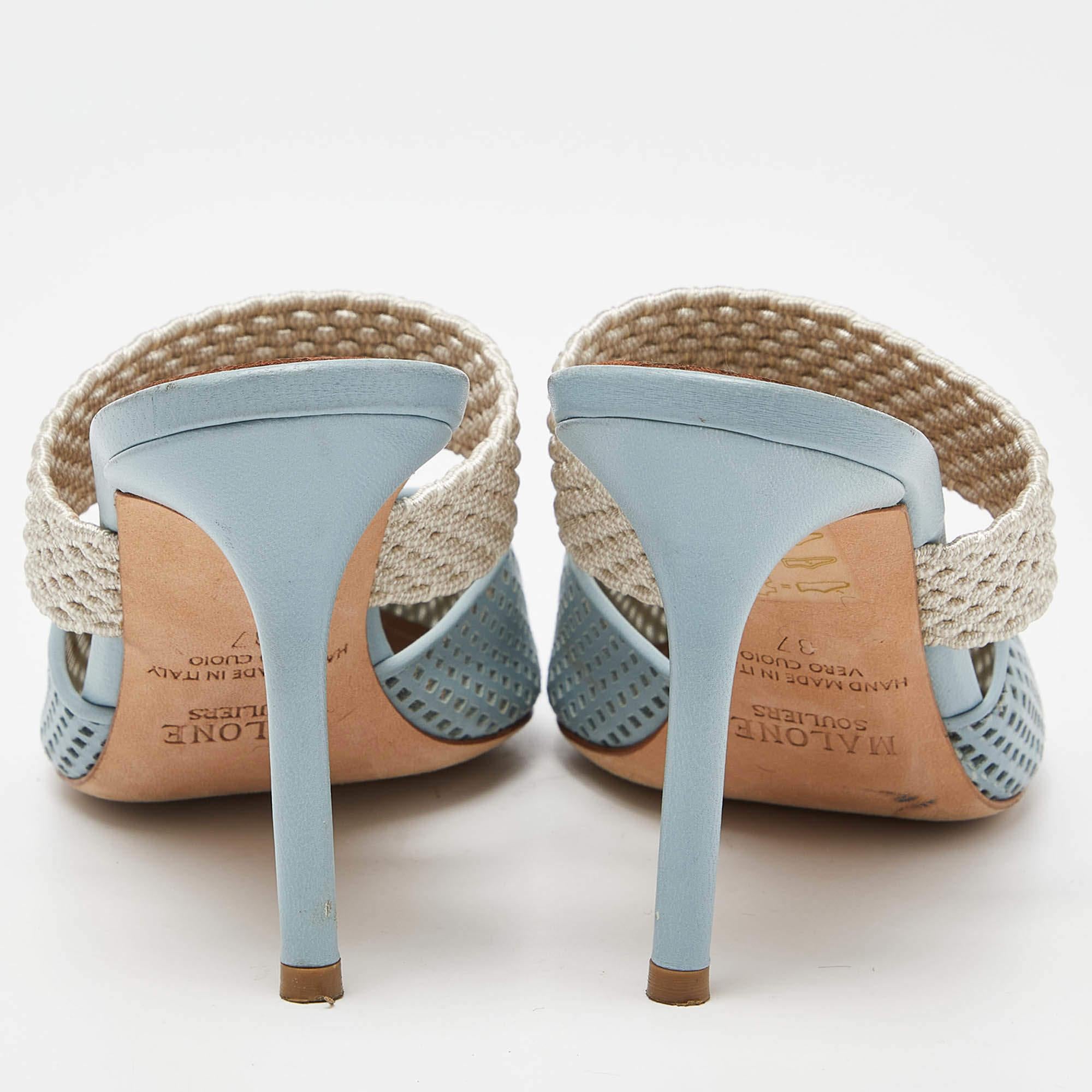 Women's Malone Souliers Blue Perforated Leather Maisie Mules Size 37