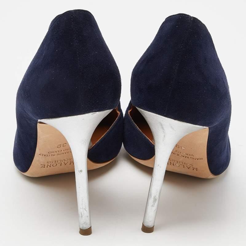 Women's Malone Souliers Blue Suede D'orsay Pointed Toe Pumps Size 39