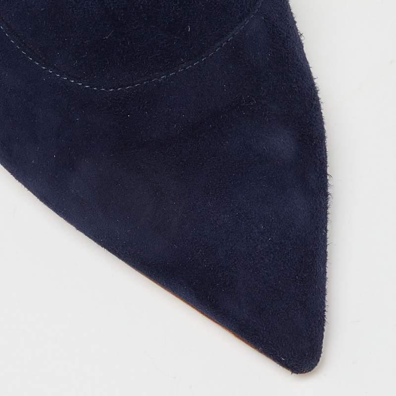 Malone Souliers Blue Suede D'orsay Pointed Toe Pumps Size 39 2