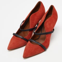 Malone Souliers Ziegelstein Moire Segeltuch und Leder Maureen Pumps Größe 38