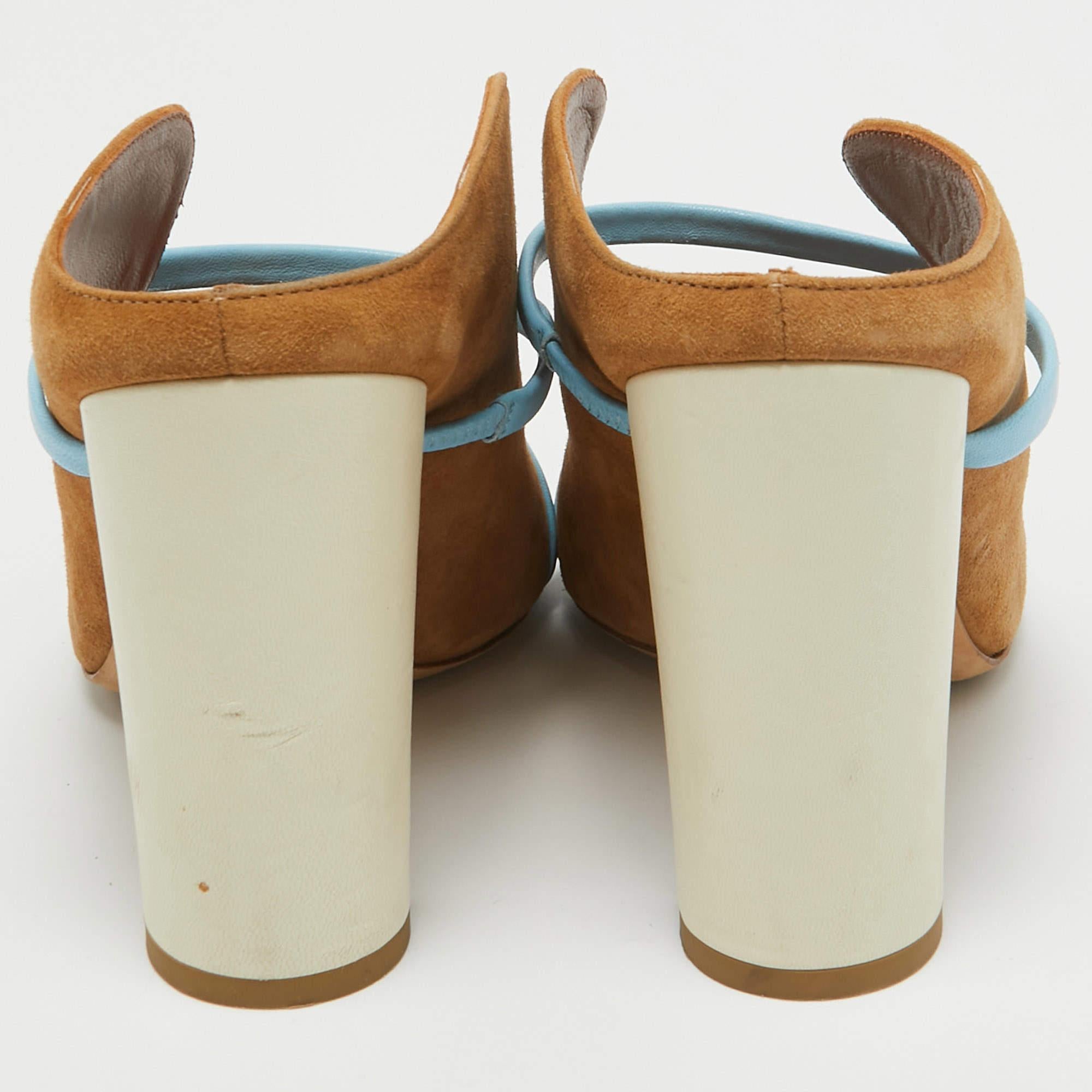 De las mujeres Malone Souliers Sandalias Maureen de ante y piel marrón/azul talla 38