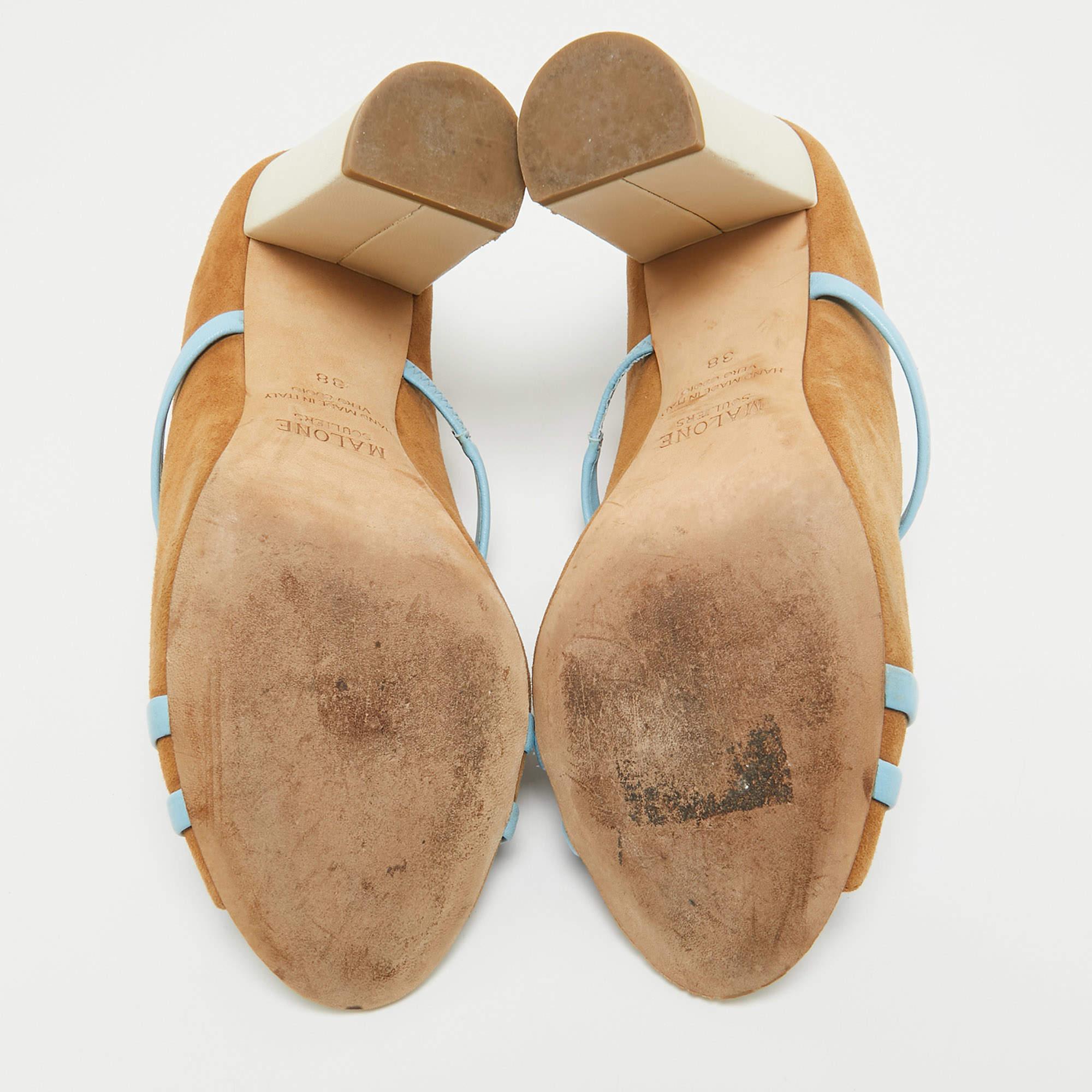 Malone Souliers Sandalias Maureen de ante y piel marrón/azul talla 38 1