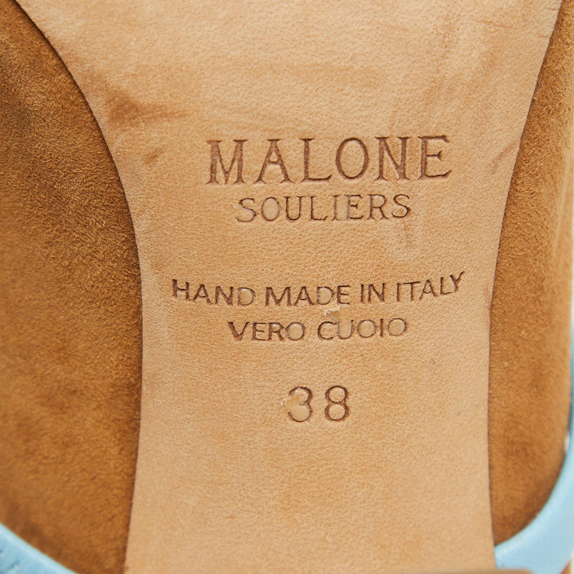 Malone Souliers Sandalias Maureen de ante y piel marrón/azul talla 38 3