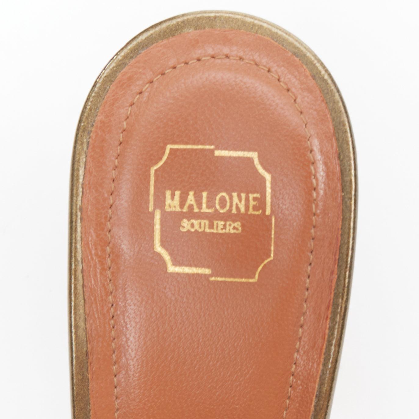 MALONE SOULIERS brauner Samt mit Strassbesatz, quadratisch, offene Zehenpantoletten EU35.5 im Angebot 4