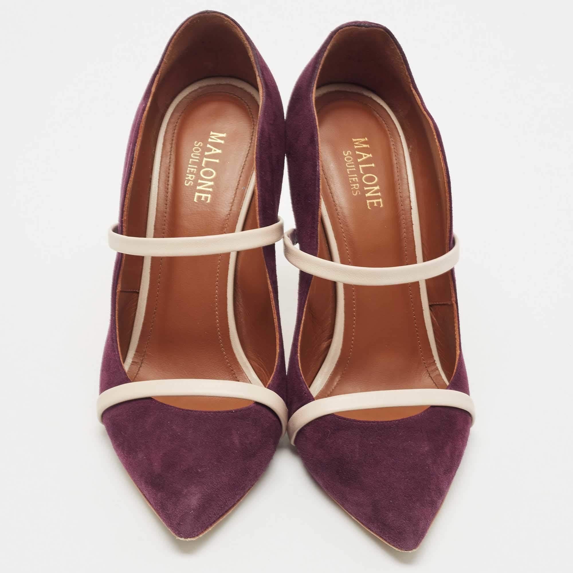 Admired for its waved silhouette, these Malone Souliers flats will make sure the spotlight follows you everywhere. The brown strap detailing across the burgundy upper enhances its contemporary shape. Created from leather and suede, they are complete