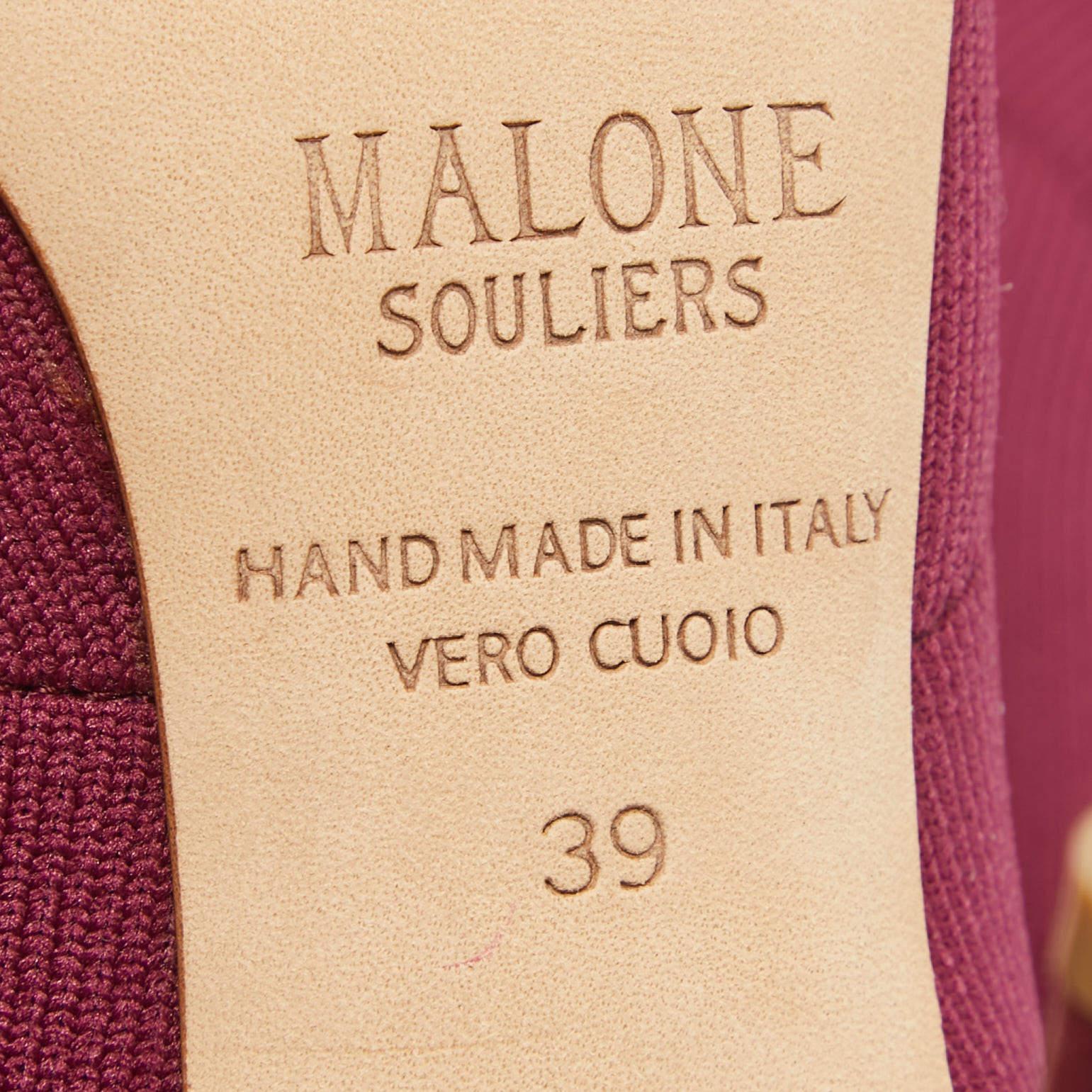Botas tobilleras de tejido de punto burdeos Malone Souliers talla 39 en venta 3
