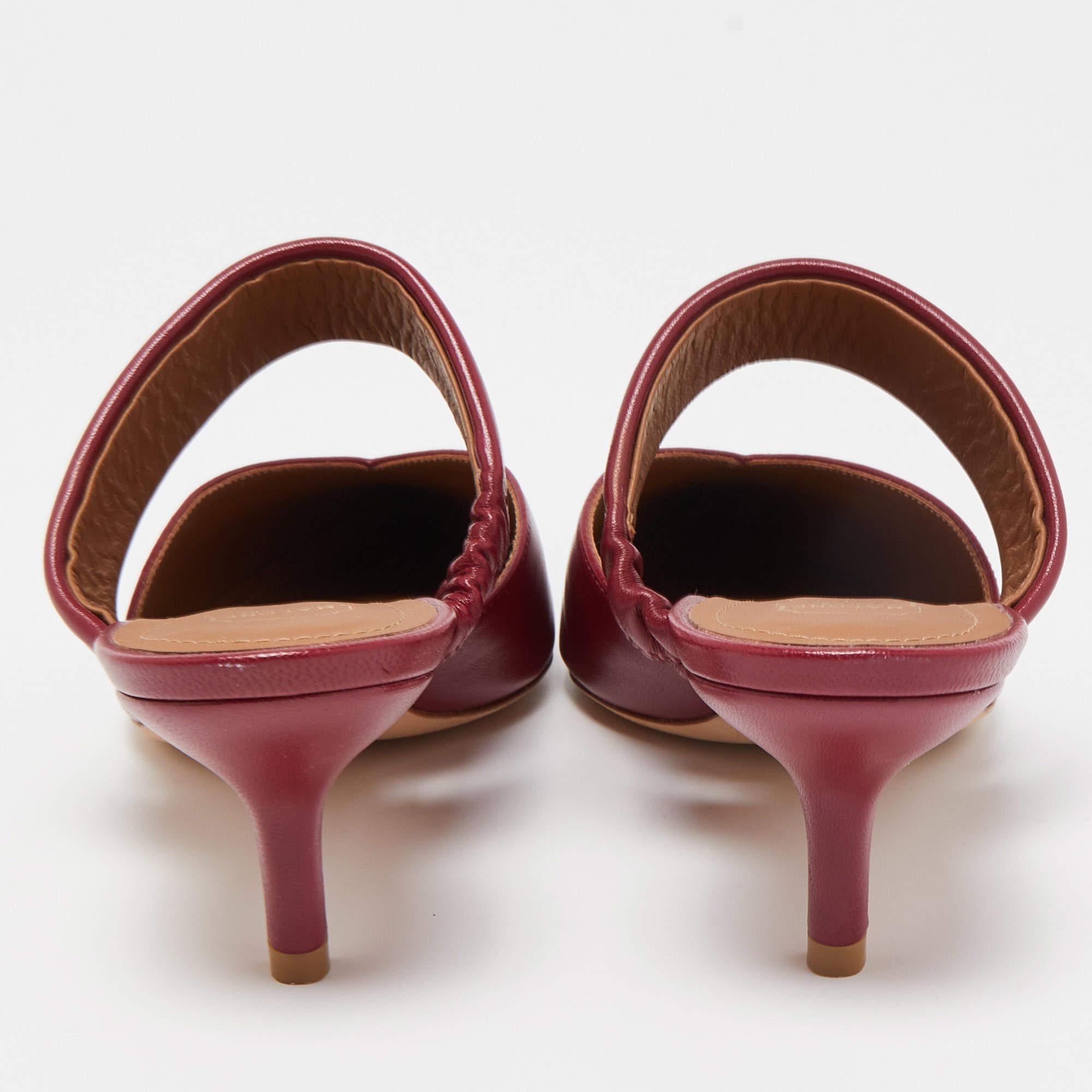 Malone Souliers Burgundy Leather Mathilda Mules Size 35.5 For Sale 1