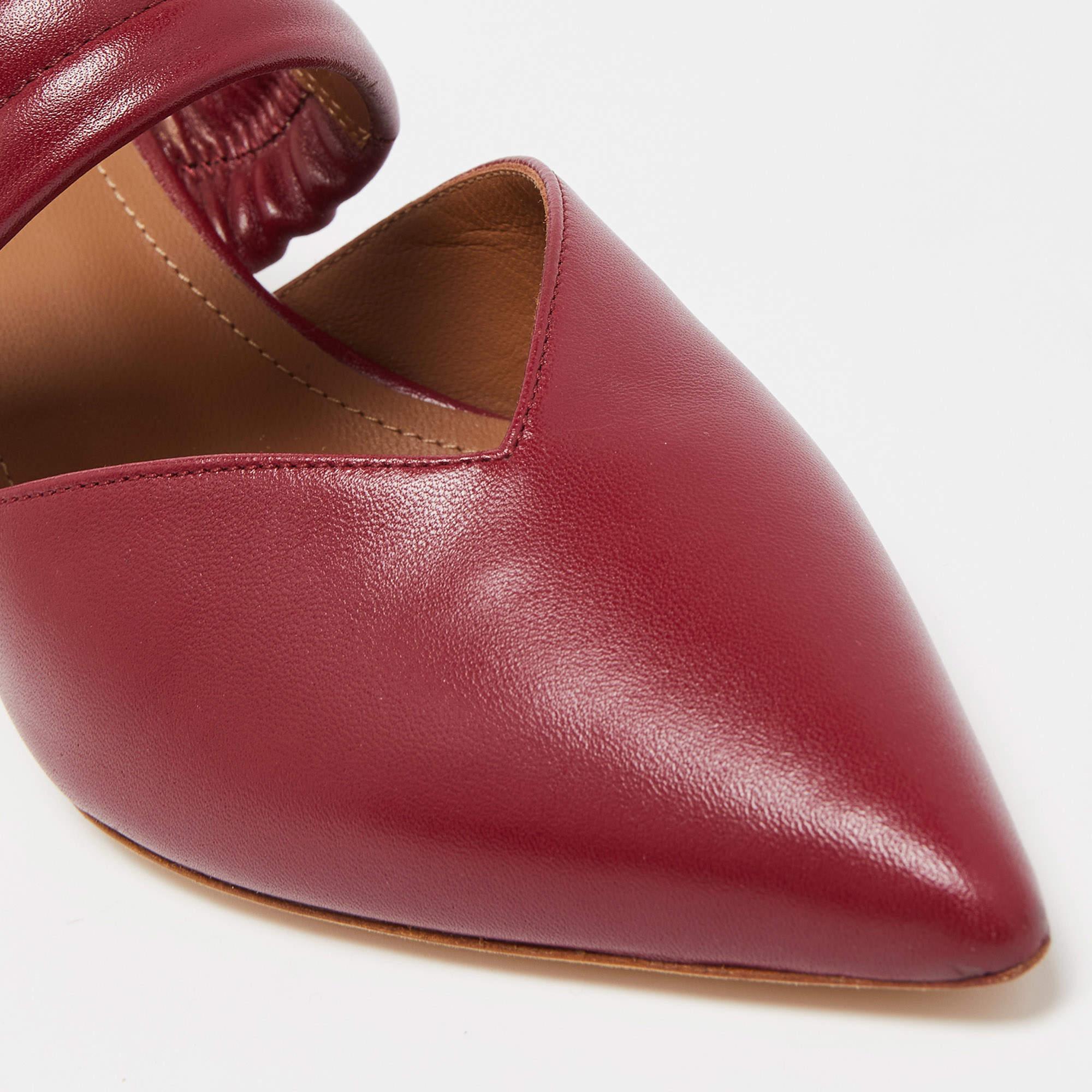 Malone Souliers Burgundy Leather Mathilda Mules Size 35.5 For Sale 2