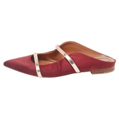 Malone Souliers Burgundy Satin Maureen Flats Size 37.5