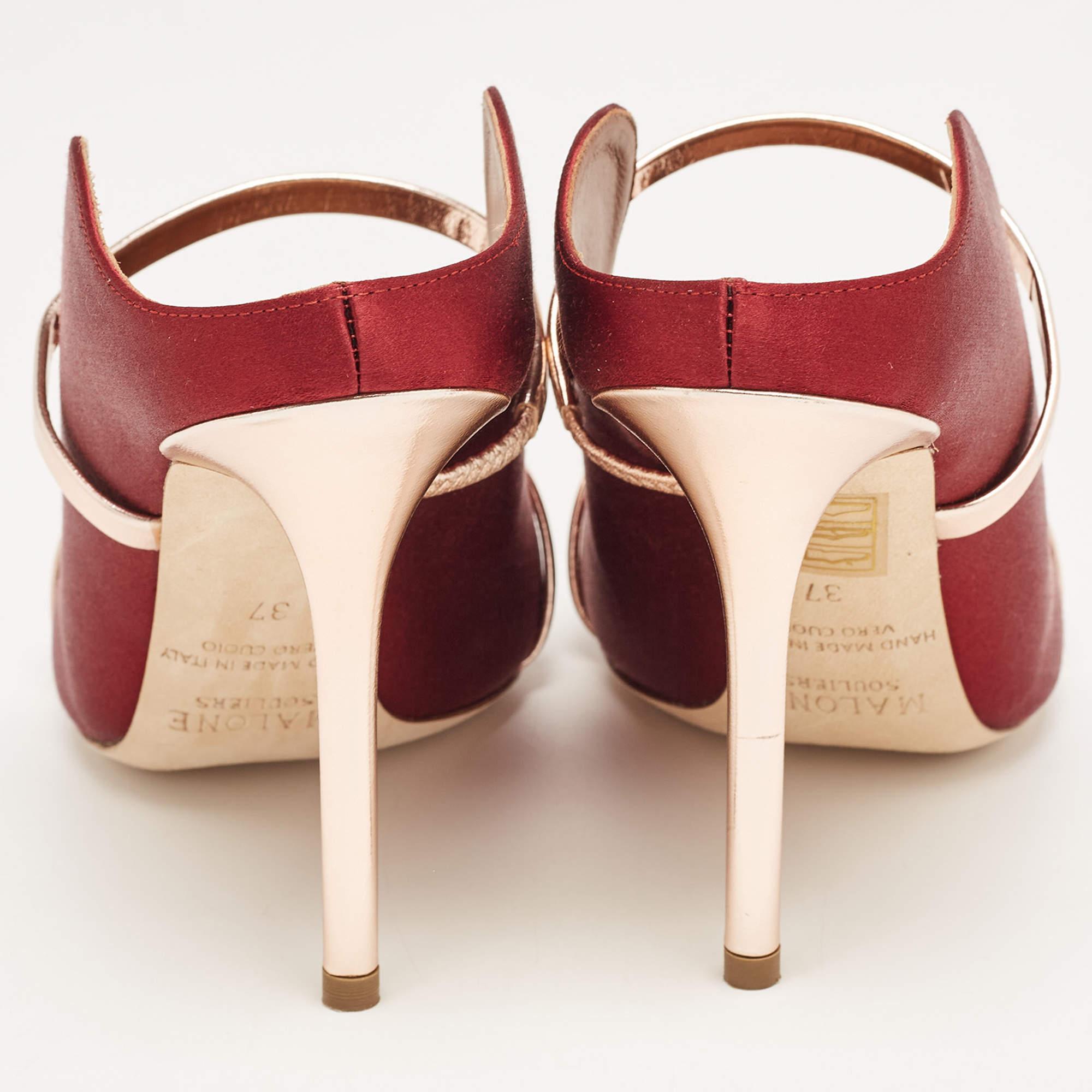 Malone Souliers Burgundy Satin Maureen Sandals Size 37 For Sale 3