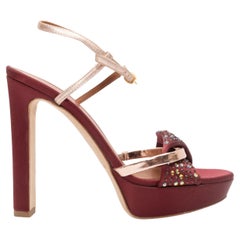 Malone Souliers Burgundy Satin Platform Heels