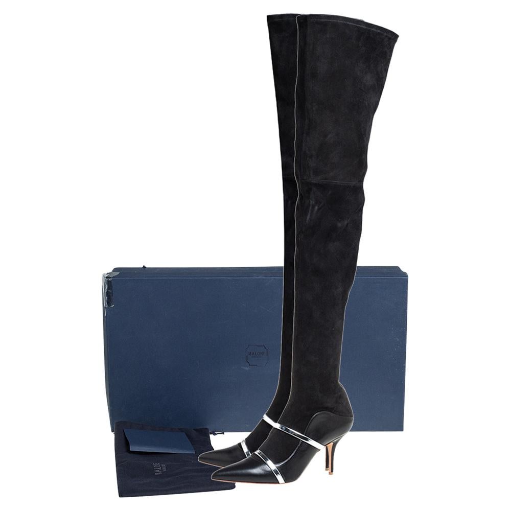 Malone Souliers By Roy Luwolt Black Suede And Leather Madison Thigh High Boots S 5