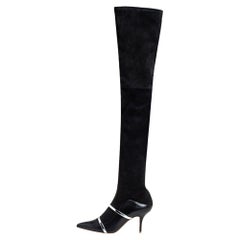 Malone Souliers By Roy Luwolt Black Suede And Leather Madison Thigh High Boots S