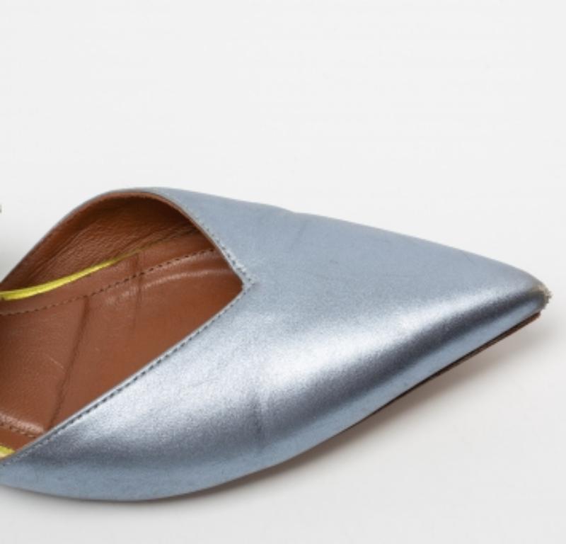 Malone Souliers by Roy Luwolt Blue Leather And Elastic Maisie Flat Mules Size 36 For Sale 3