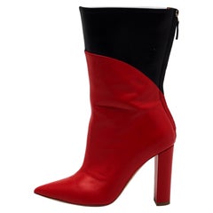 Malone Souliers by Roy Luwolt Red Leather 
PVC Blaire Mid Calf Boots Size 35.5