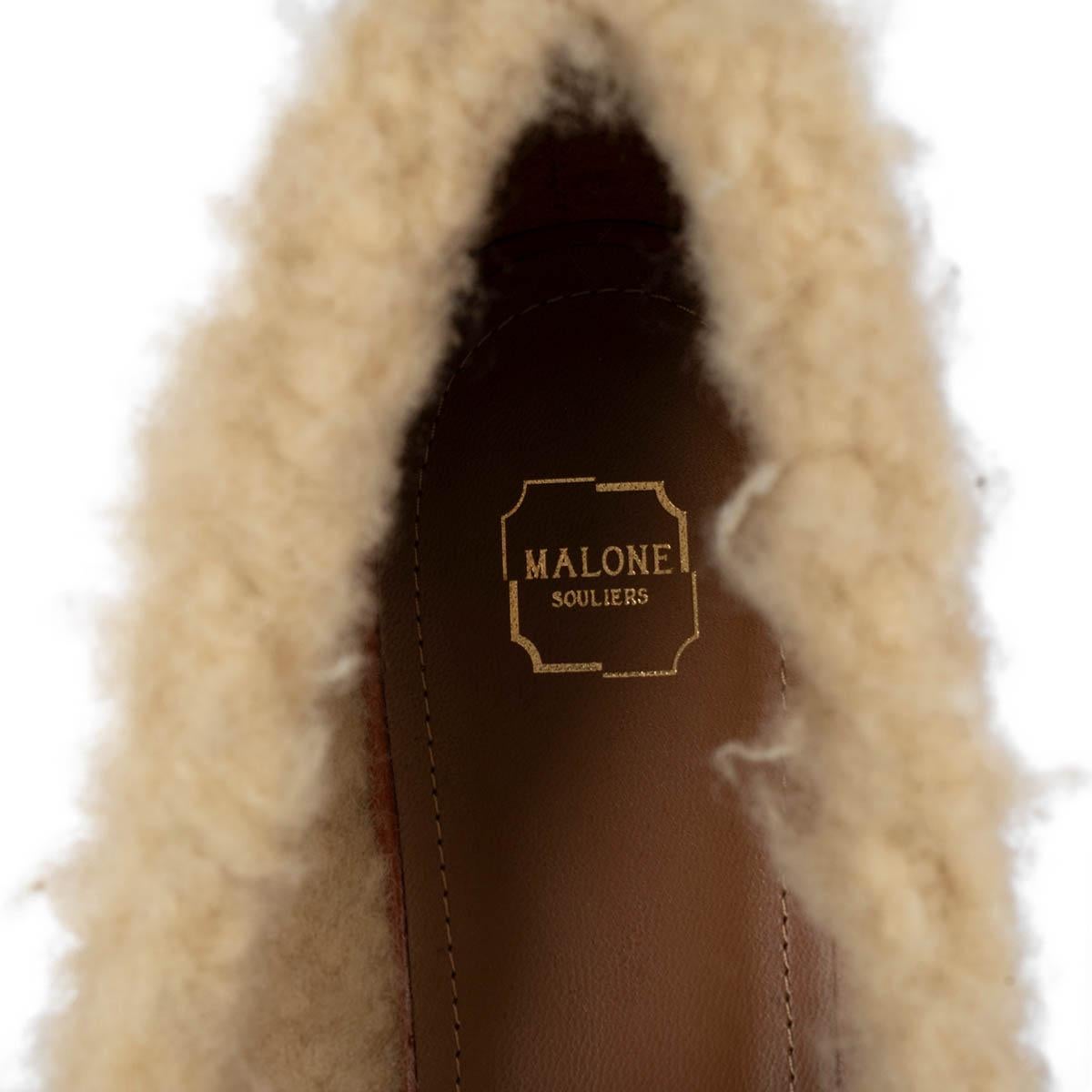 MALONE SOULIERS cognac leather LIA 2 SHEARLING Shoes 40 For Sale 1