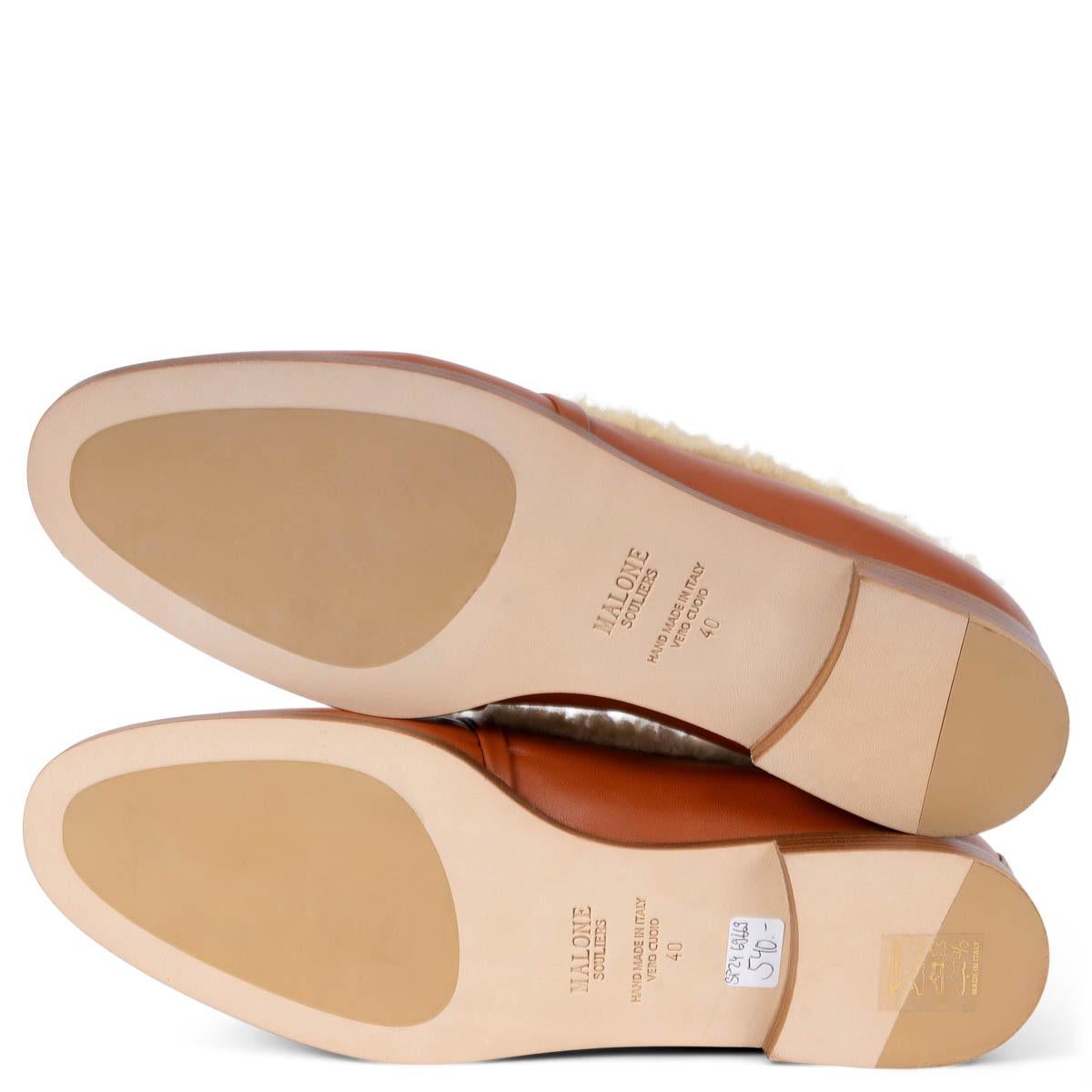 MALONE SOULIERS cognac leather LIA 2 SHEARLING Shoes 40 For Sale 2