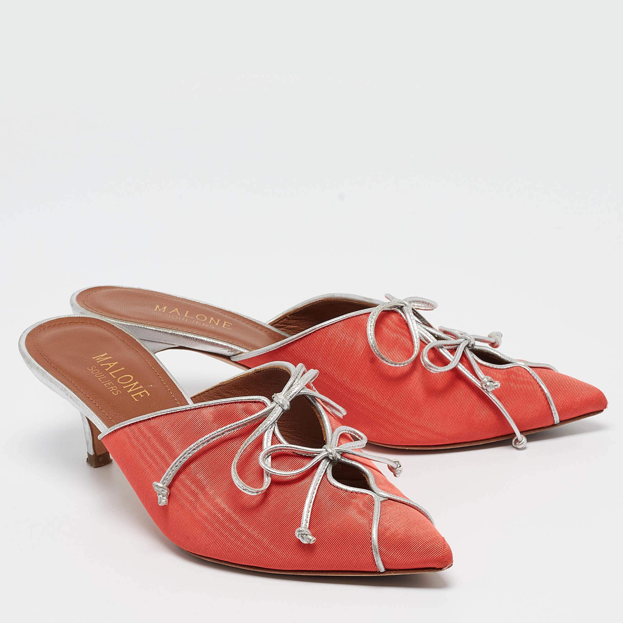 Malone Souliers Corail Orange Grosgrain Victoria Mules Taille 36 Pour femmes en vente
