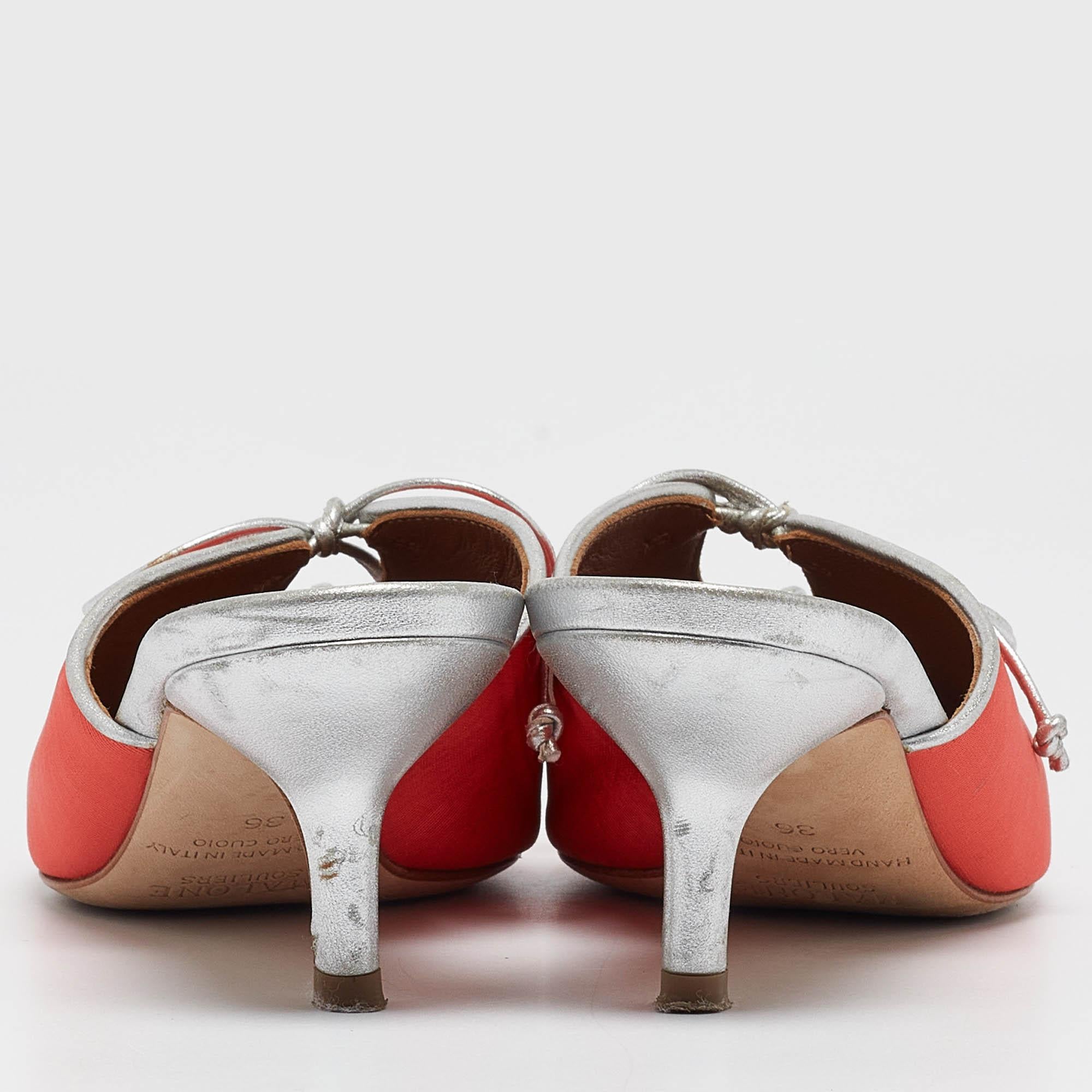 Malone Souliers Corail Orange Grosgrain Victoria Mules Taille 36 en vente 1