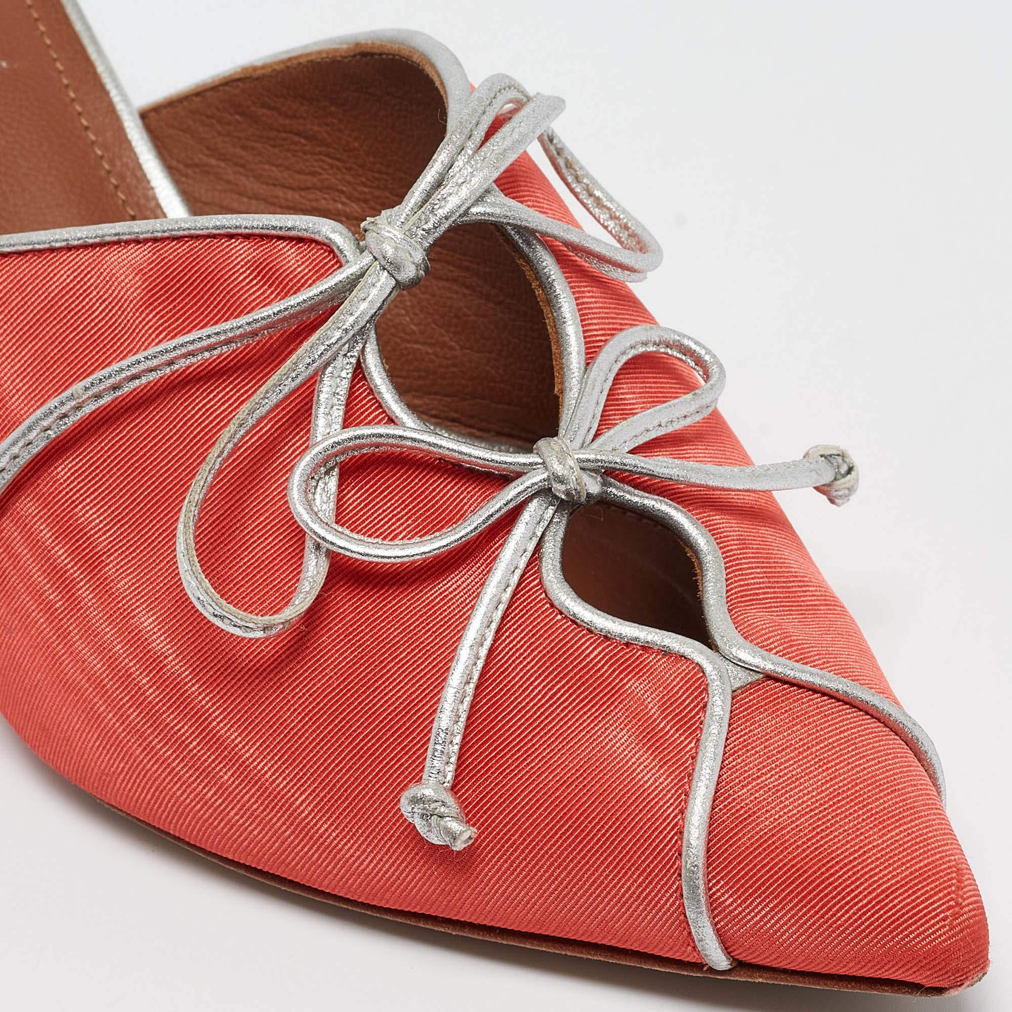 Malone Souliers Corail Orange Grosgrain Victoria Mules Taille 36 en vente 3