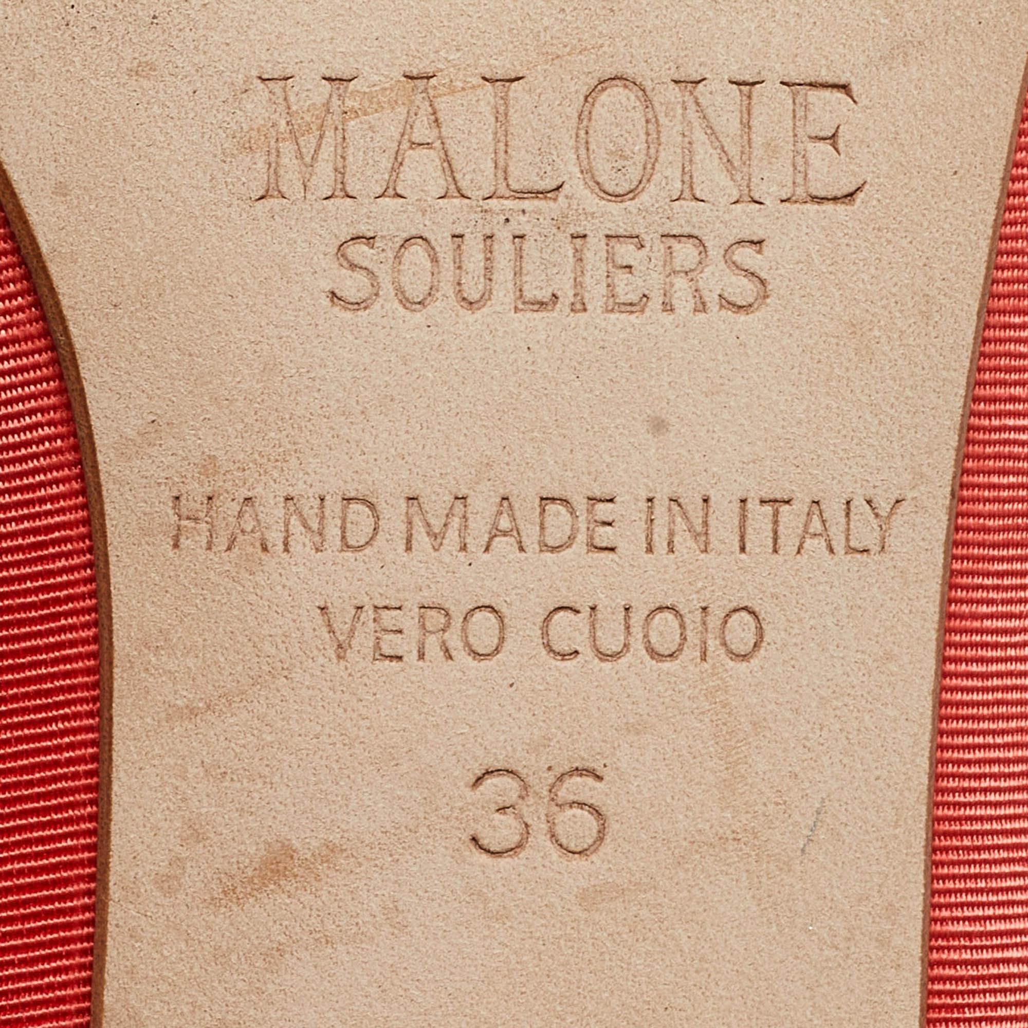 Malone Souliers Corail Orange Grosgrain Victoria Mules Taille 36 en vente 4