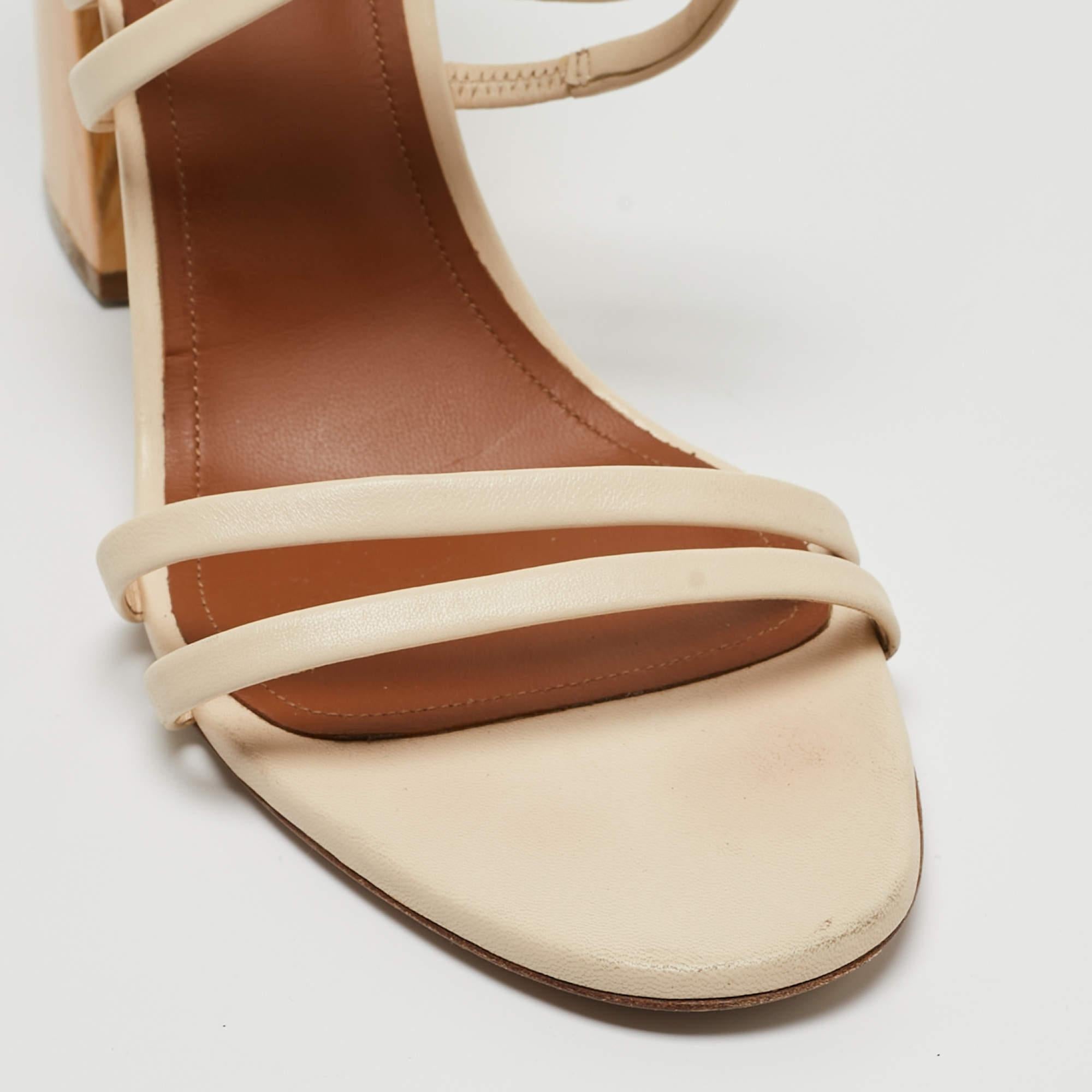 Malone Souliers - Sandales à lanières à la cheville en cuir crème, taille 41 en vente 2