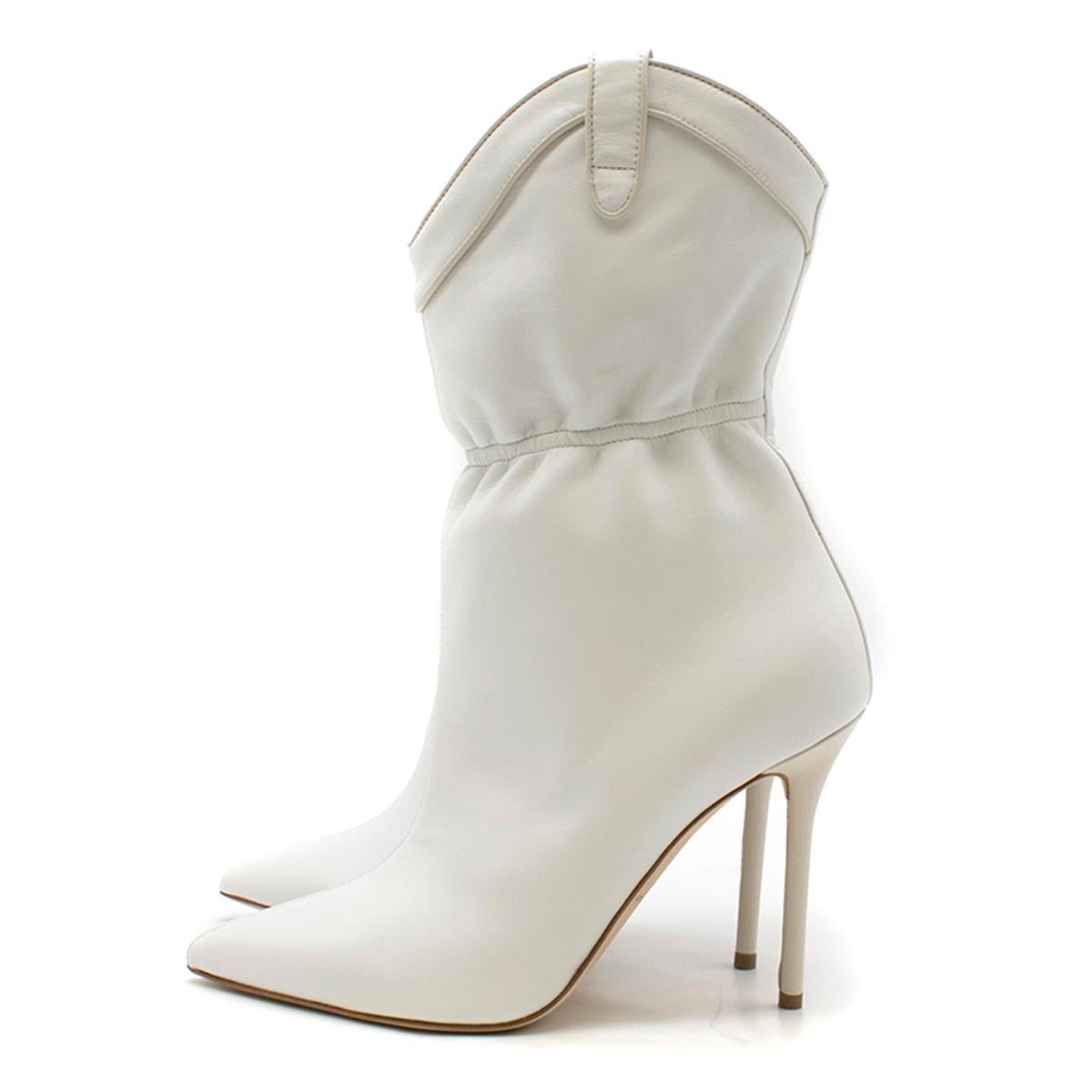 White Malone Souliers Daisy 100 white leather ankle boots - Current Season US 9 For Sale