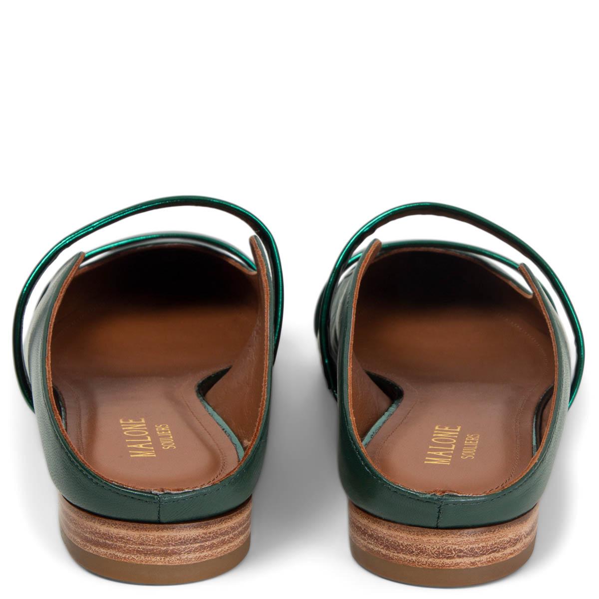 MALONE SOULIERS cuero verde oscuro y metalizado MAUREEN Bailarinas Zapatos 38 en Nuevo estado para la venta en Zürich, CH