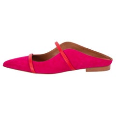 MALONE SOULIERS fuchsia suede & red leather MAUREEN Mules Flats Shoes 38