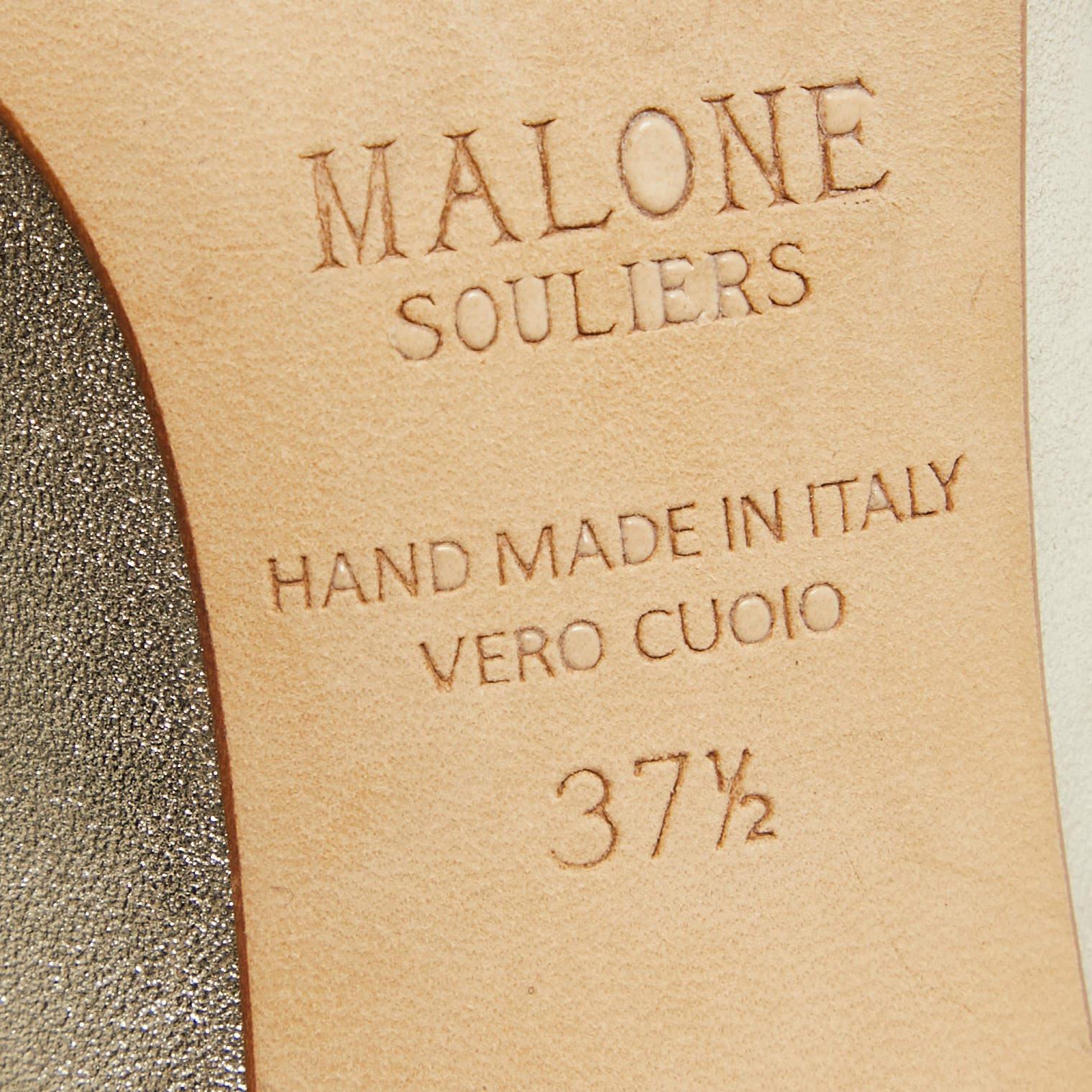 Malone Souliers Mules de cuero dorado con tacón en bloque Talla 37.5 en venta 4