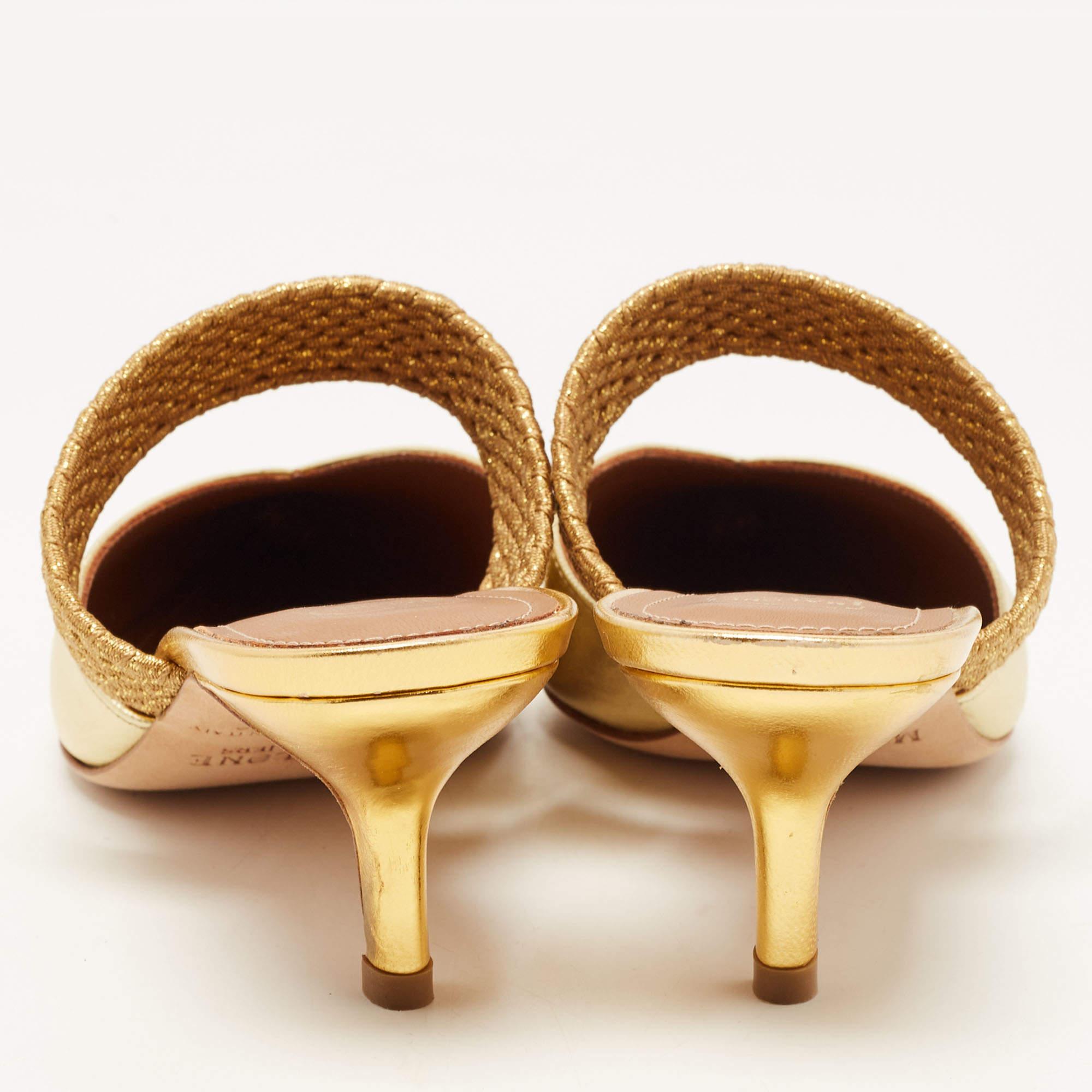 Malone Souliers Gold Leather Maisie Mules Size 35 In New Condition In Dubai, Al Qouz 2