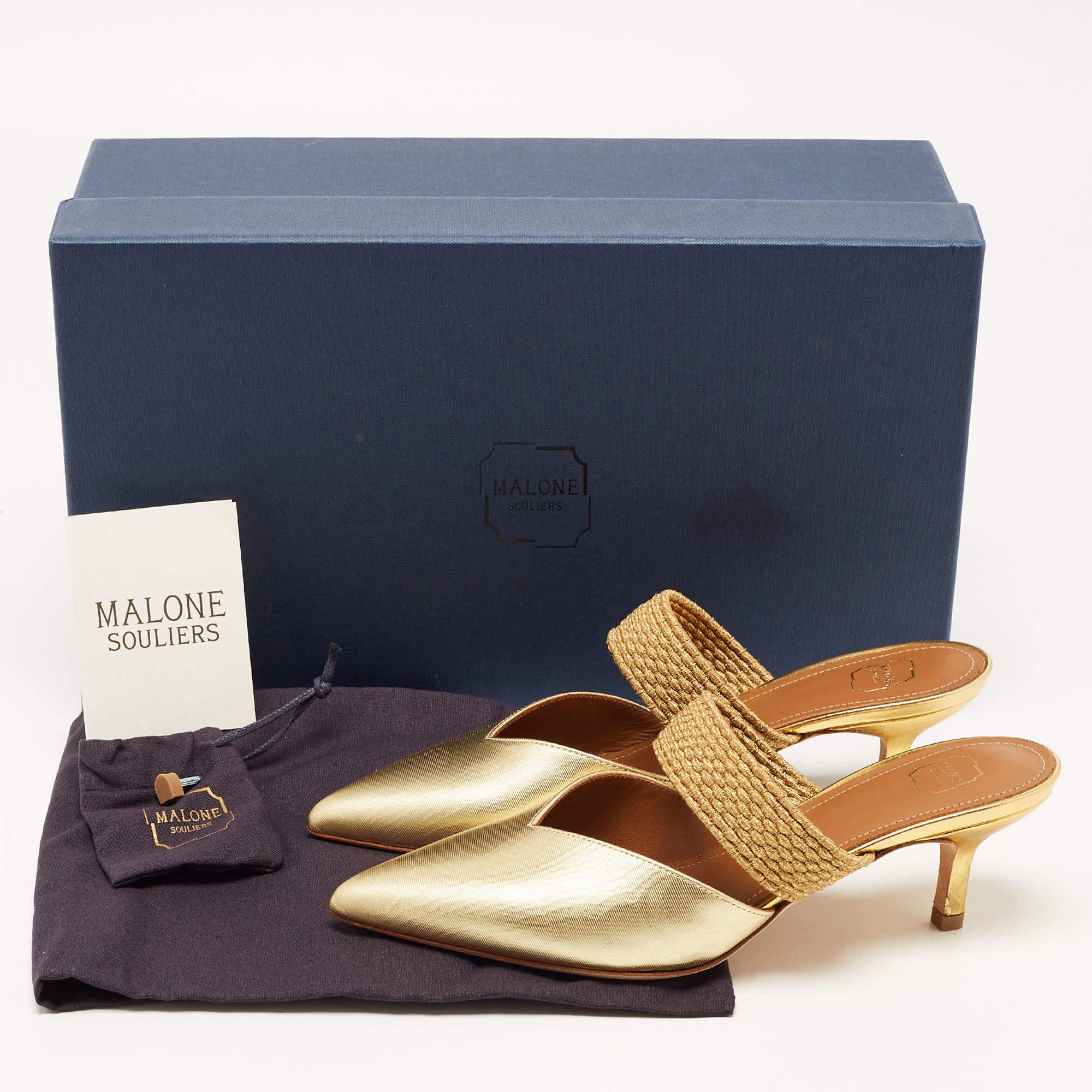Malone Souliers Gold Leather Maisie Mules Size 35 5